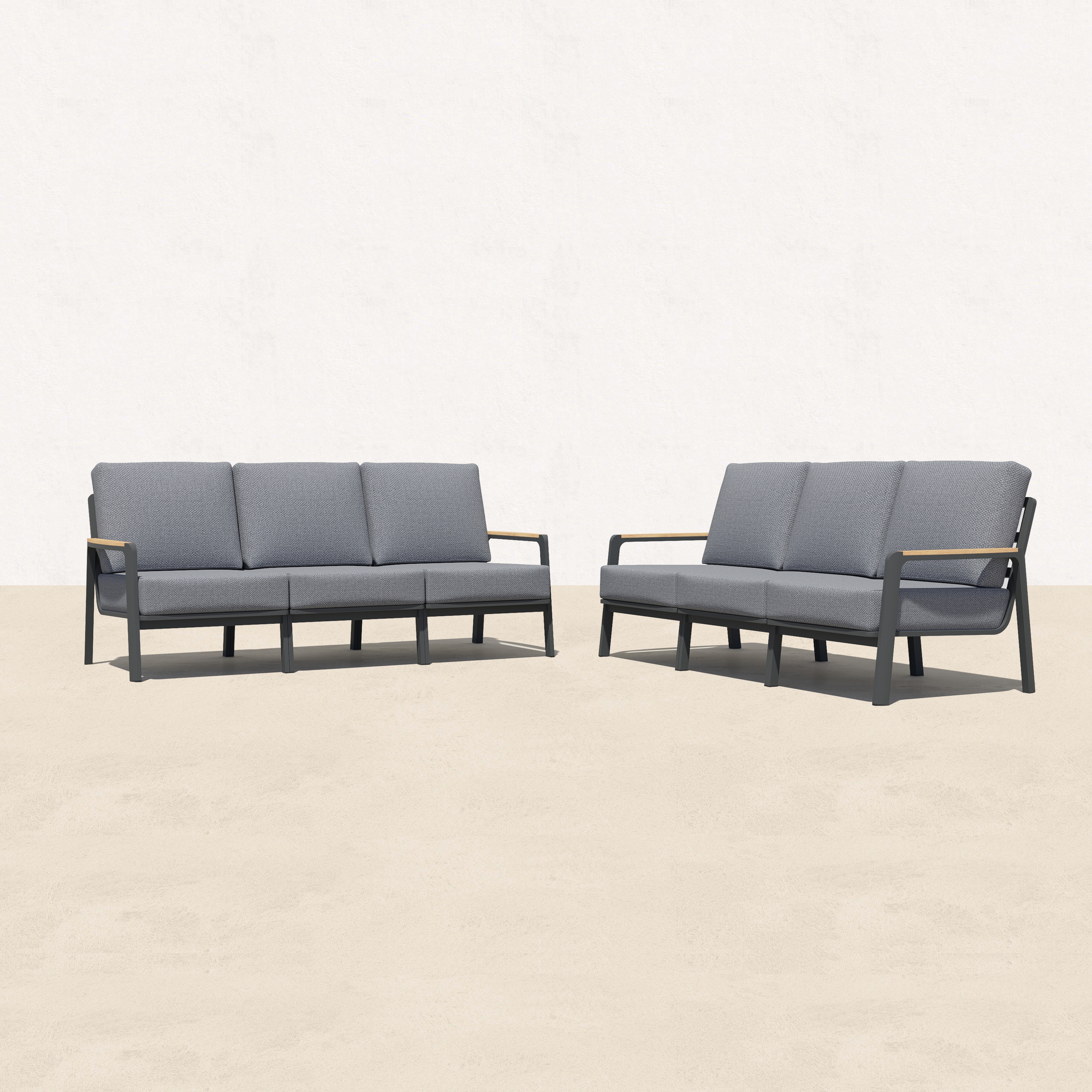 Orion Teak Outdoor Sofa Conversation Set- 6 Seat-Baeryon Furniture