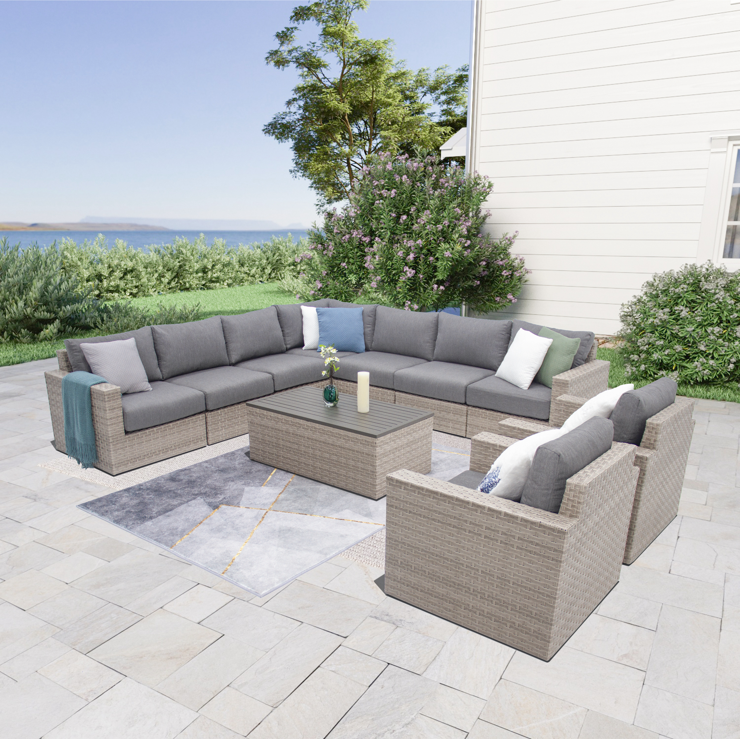 AVALON 10 Piece Deep Seating Outdoor Sectional-Baeryon Furniture