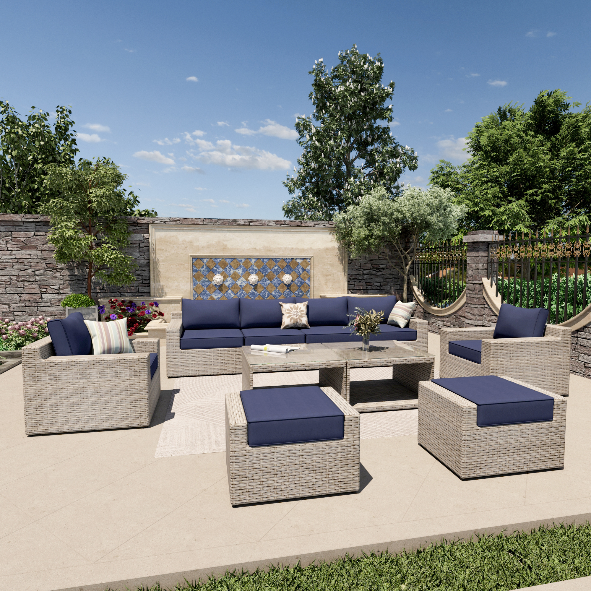 VENTURA 10 Piece Wicker Outdoor Patio Set-Baeryon Furniture