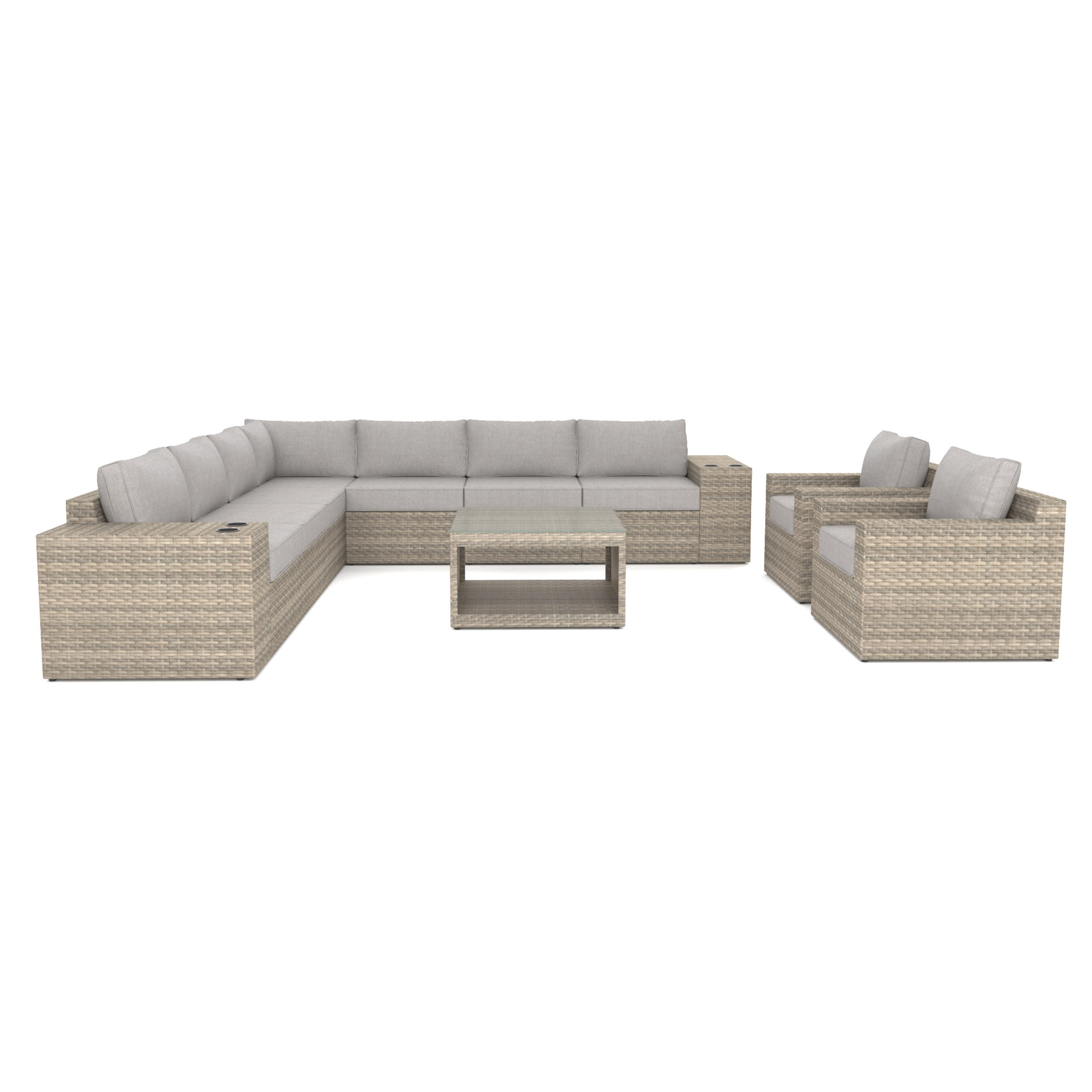 VENTURA 12 Piece Luxury L Shape Sectional Patio Sofa-Baeryon Furniture