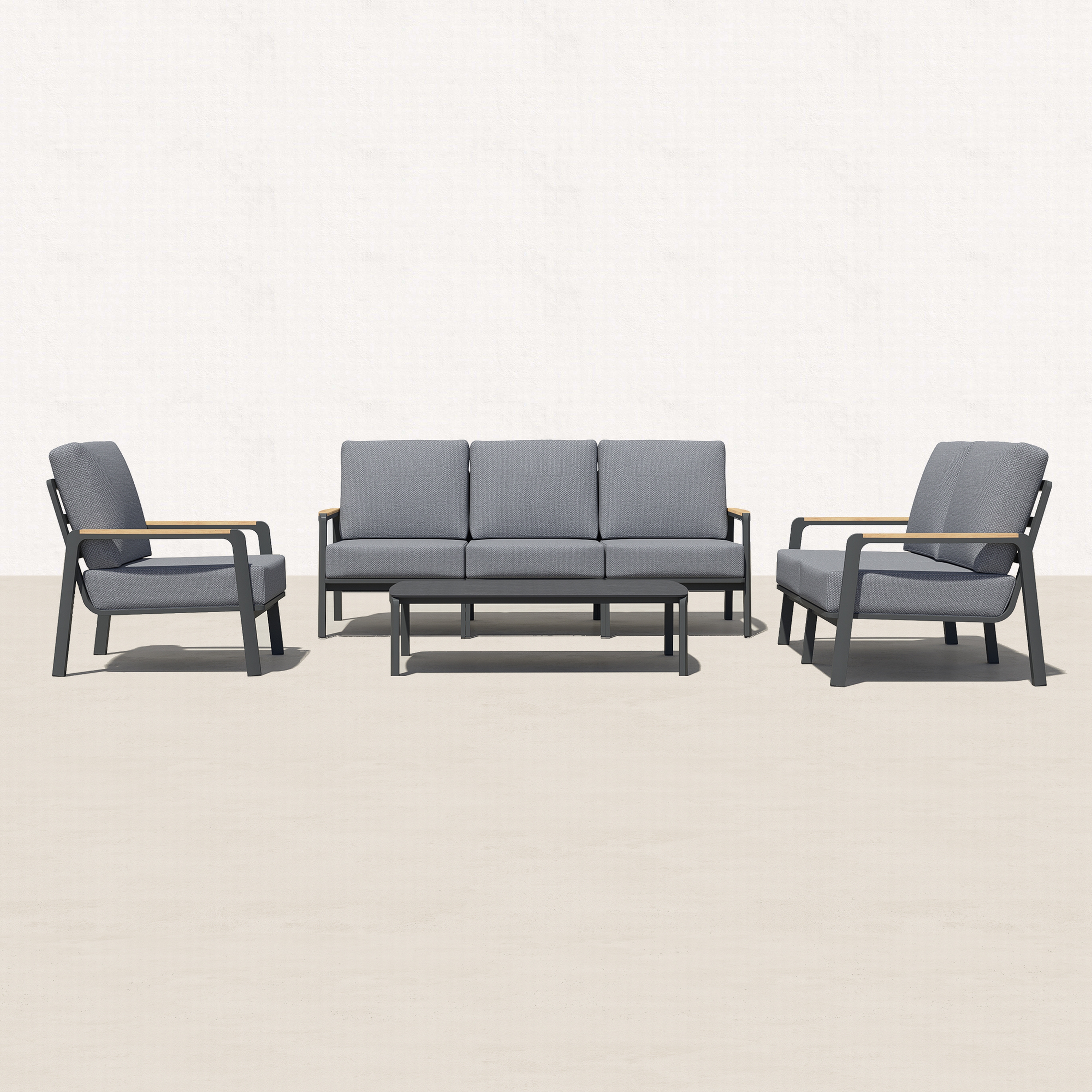 Orion Teak Outdoor Sofa with Coffee Table - 6 Seat-Baeryon Furniture