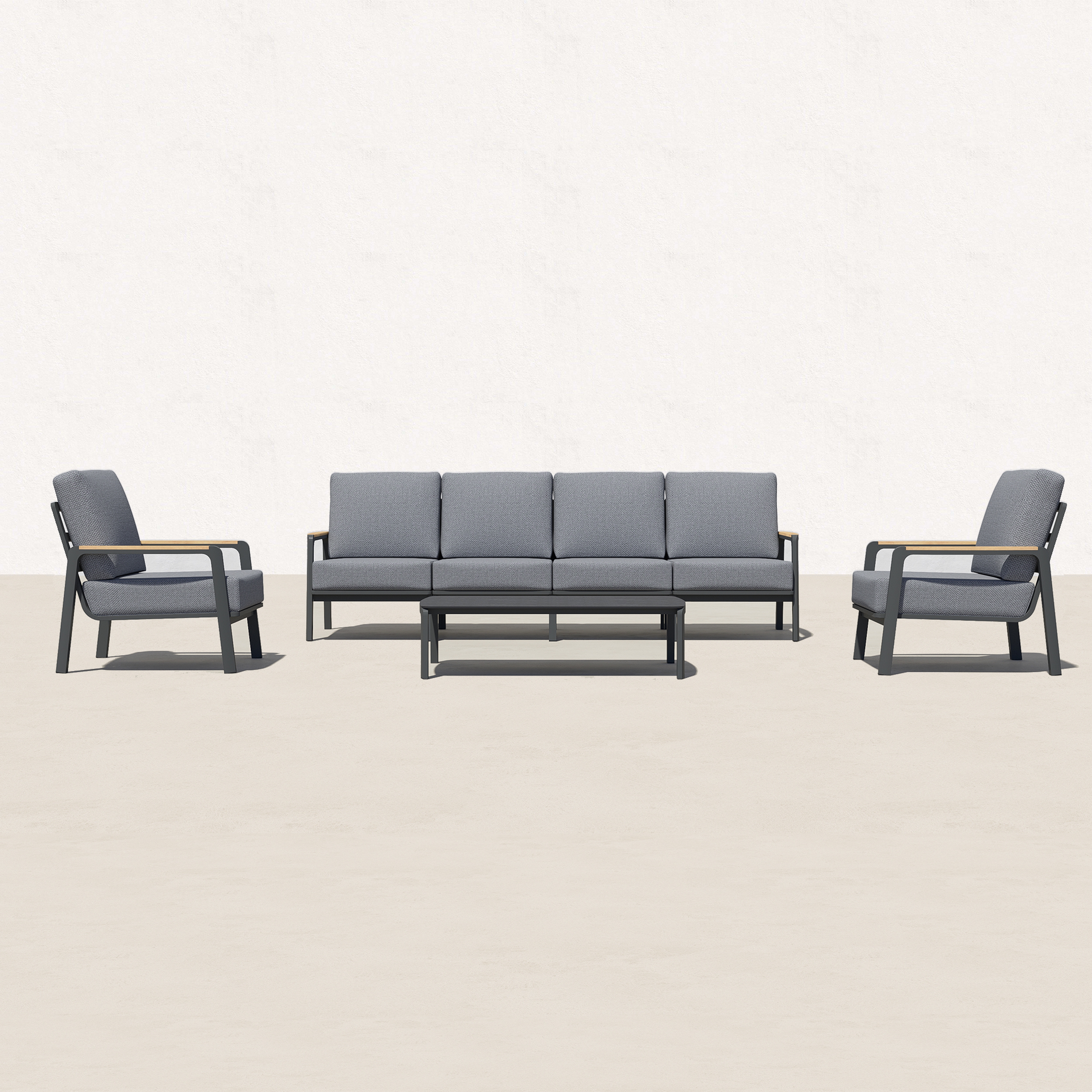 Orion 7 Piece Teak Outdoor Large Sofa Set-Baeryon Furniture