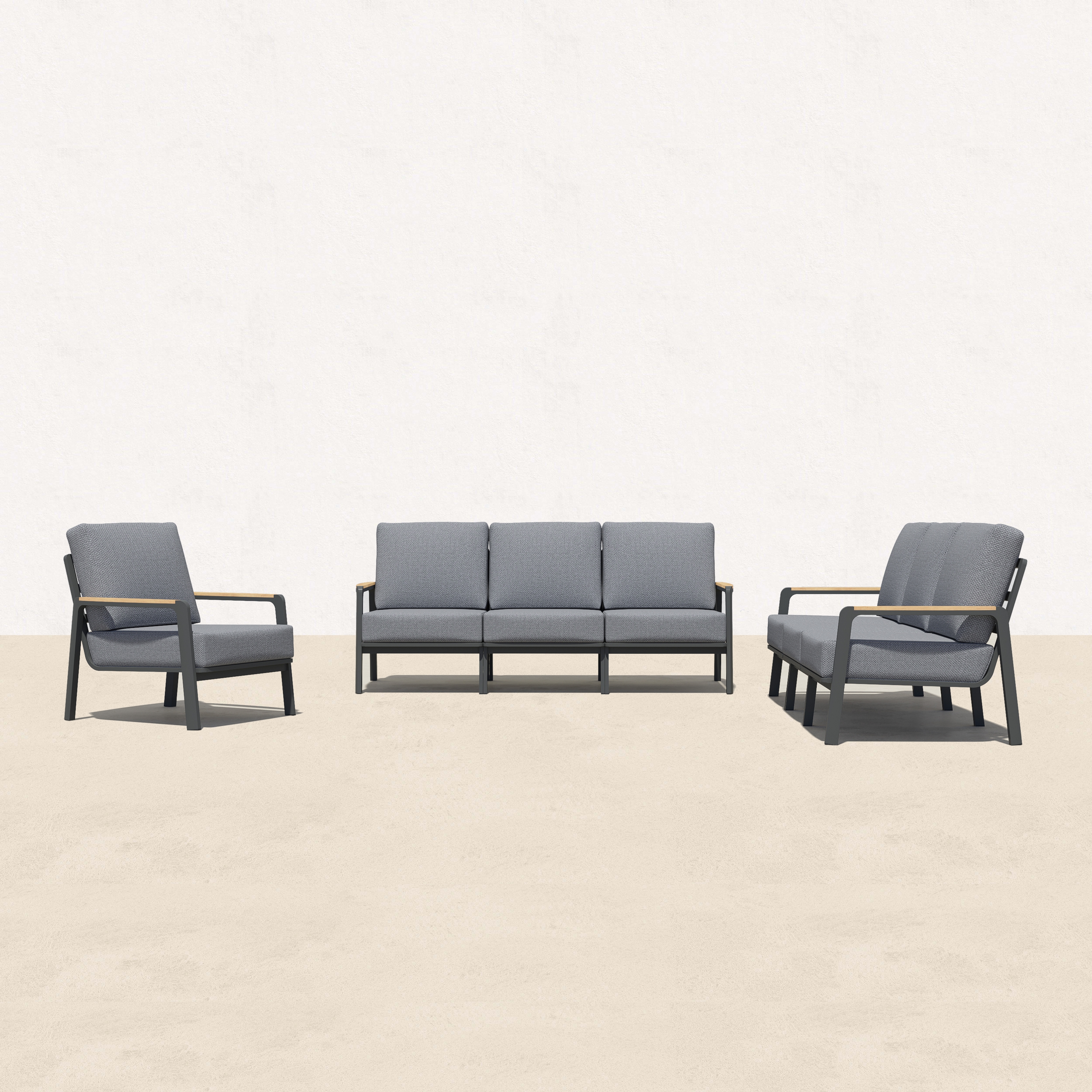 Orion 7 Piece Teak Outdoor Modular Sofa Set-Baeryon Furniture