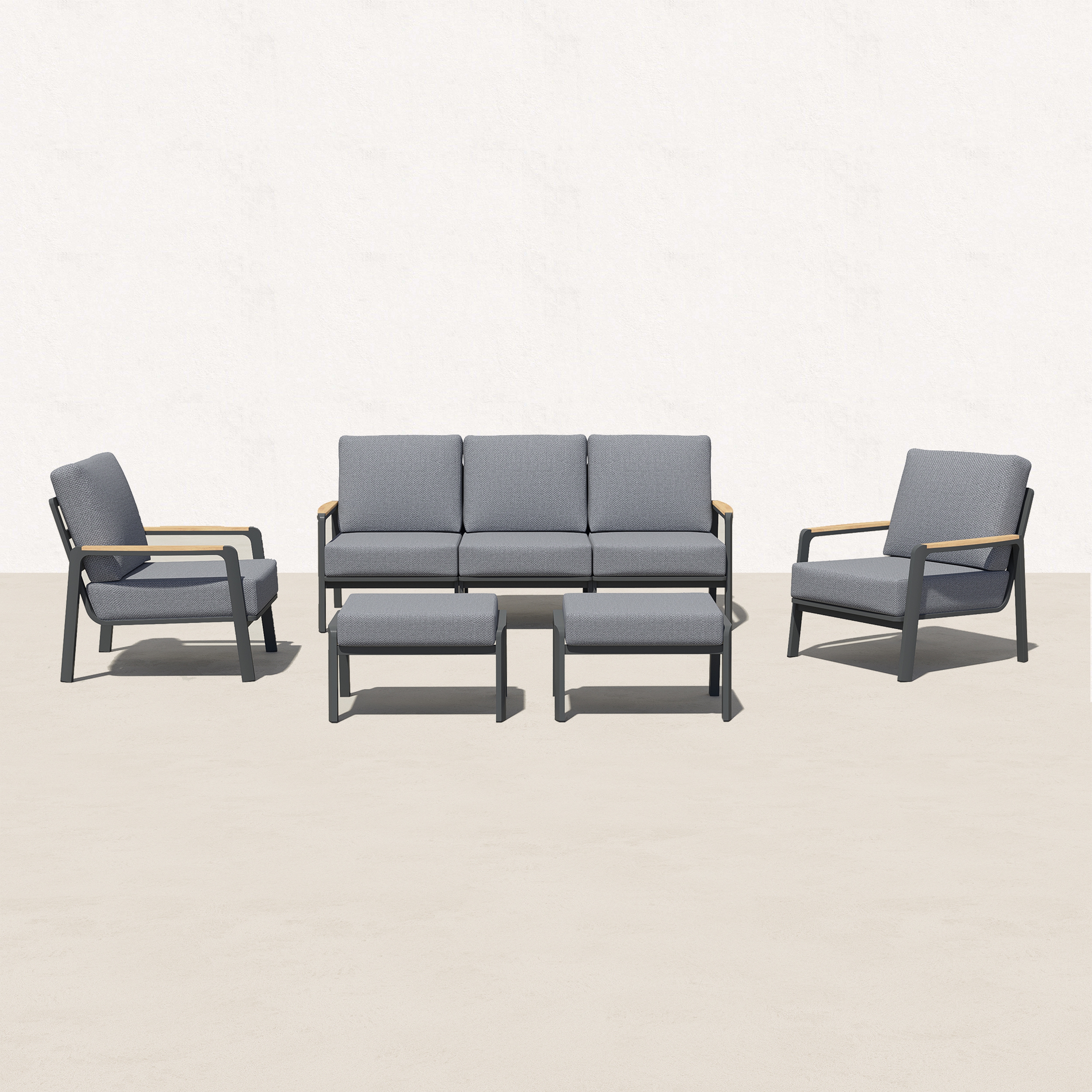 Orion 7 Piece Teak Outdoor Conversation Set-Baeryon Furniture