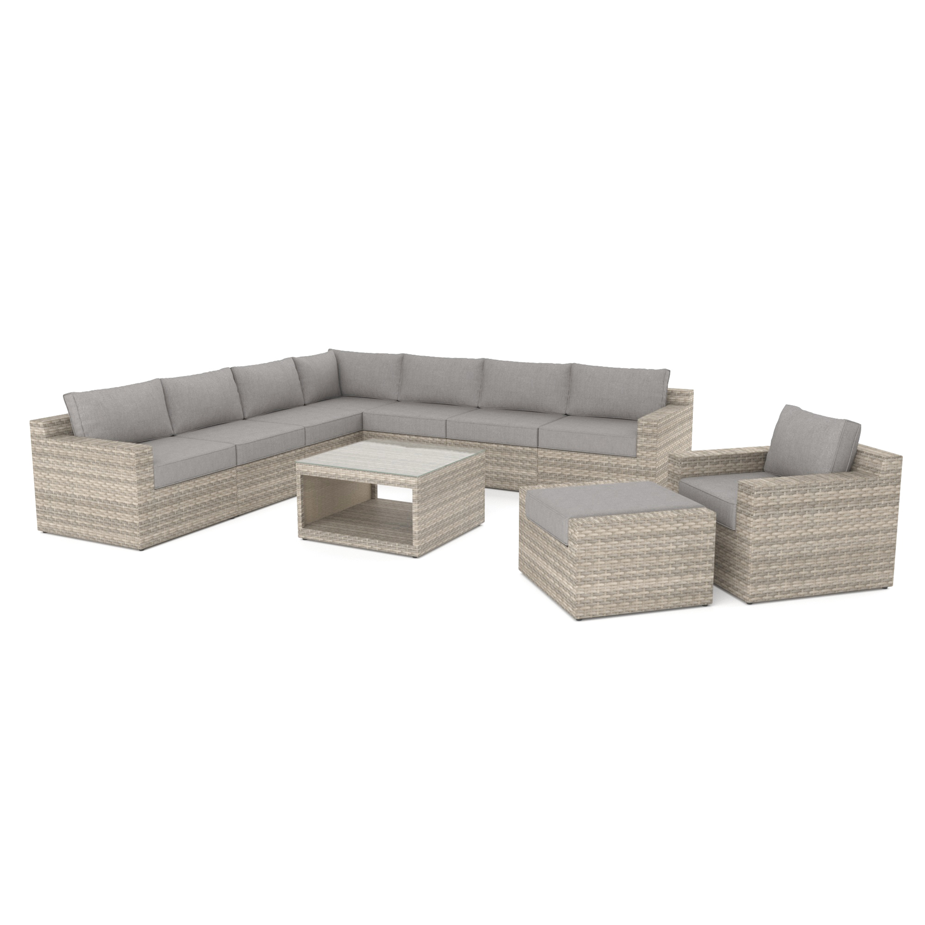 VENTURA 10 Piece Wicker Outdoor Sectional Sofa-Baeryon Furniture