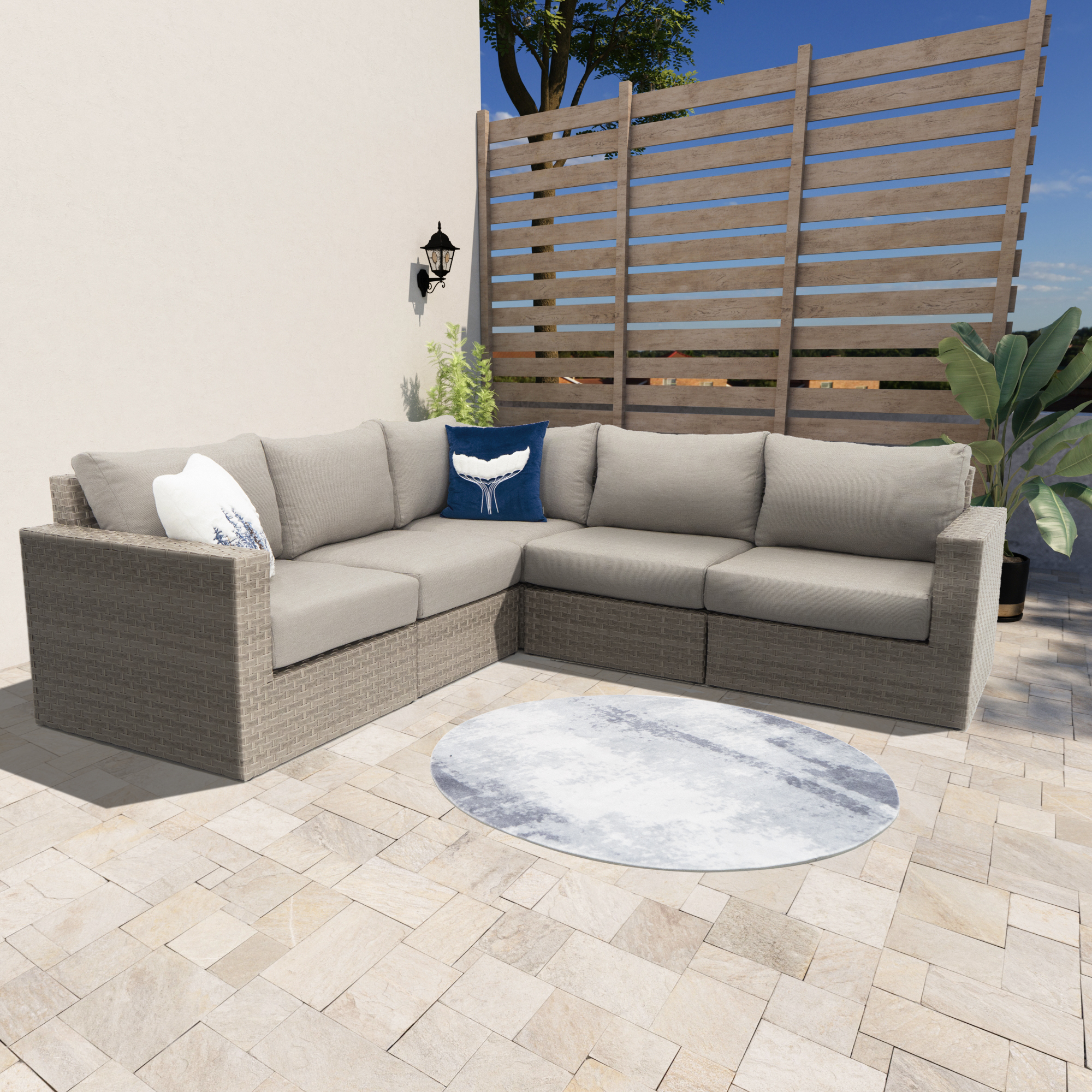 AVALON 5 Piece Wicker Corner Sofa Set-Baeryon Furniture