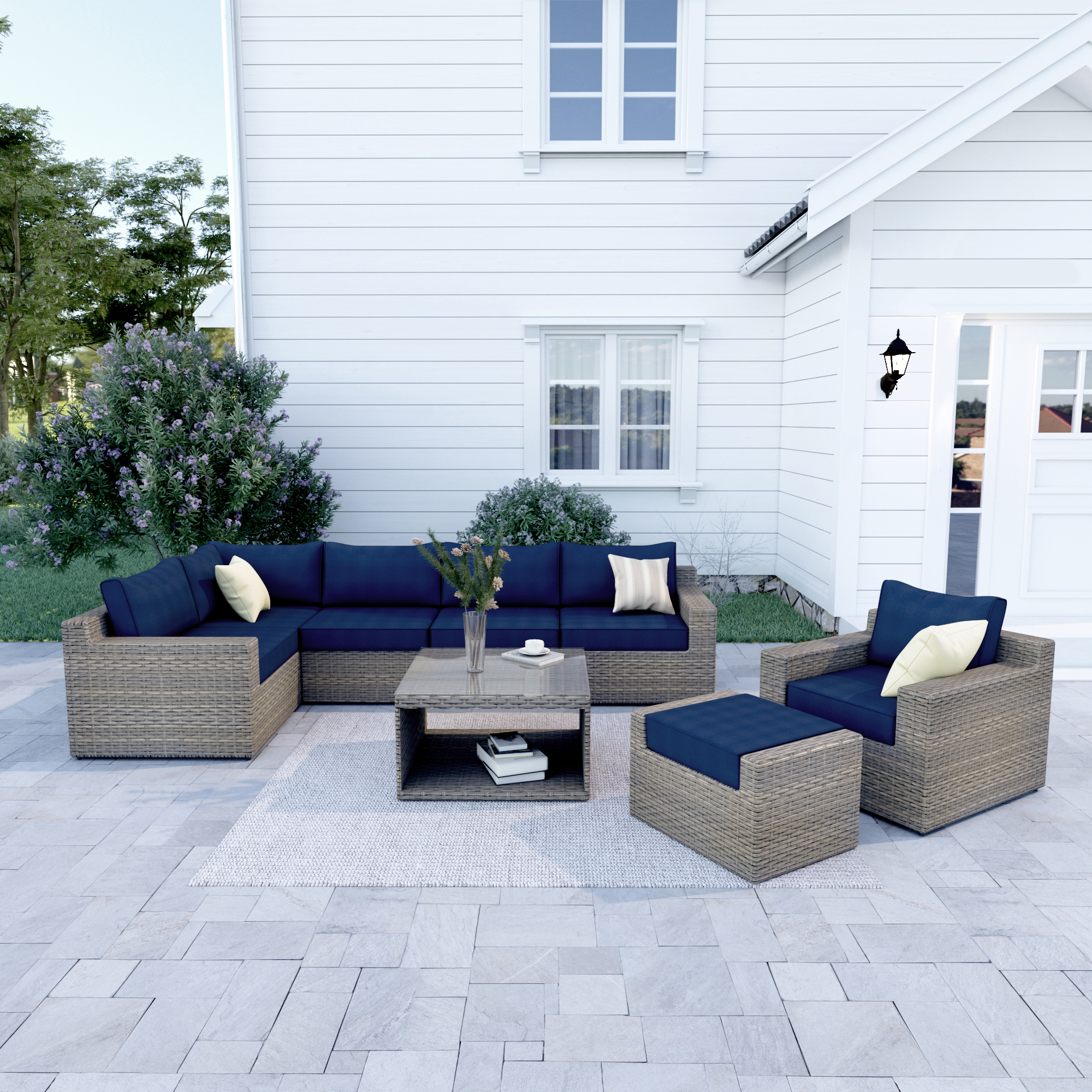 VENTURA 8 Piece Wicker Outdoor Sectional Couch-Baeryon Furniture
