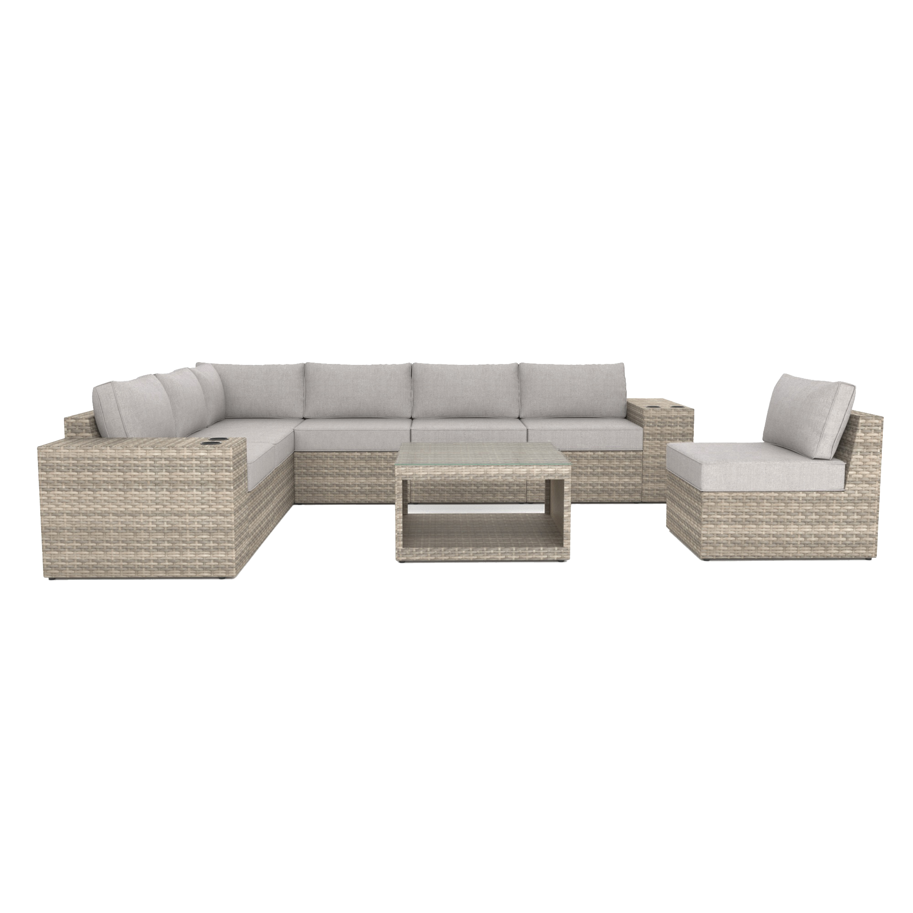 VENTURA 10 Piece Multiple Wicker Outdoor Sectional Furniture-Baeryon Furniture