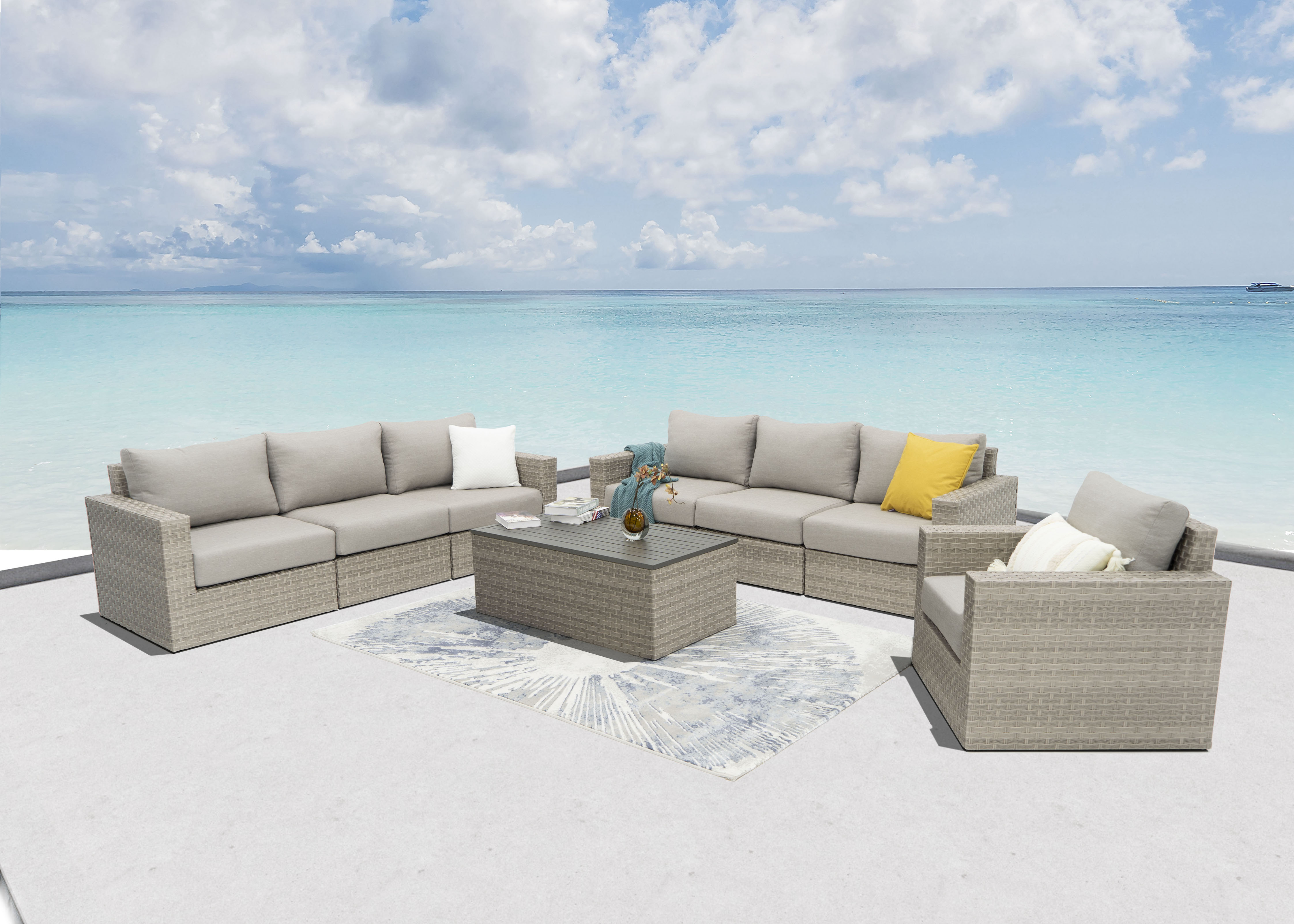 AVALON 8 Piece Wicker Sectional Sofa Set-Baeryon Furniture