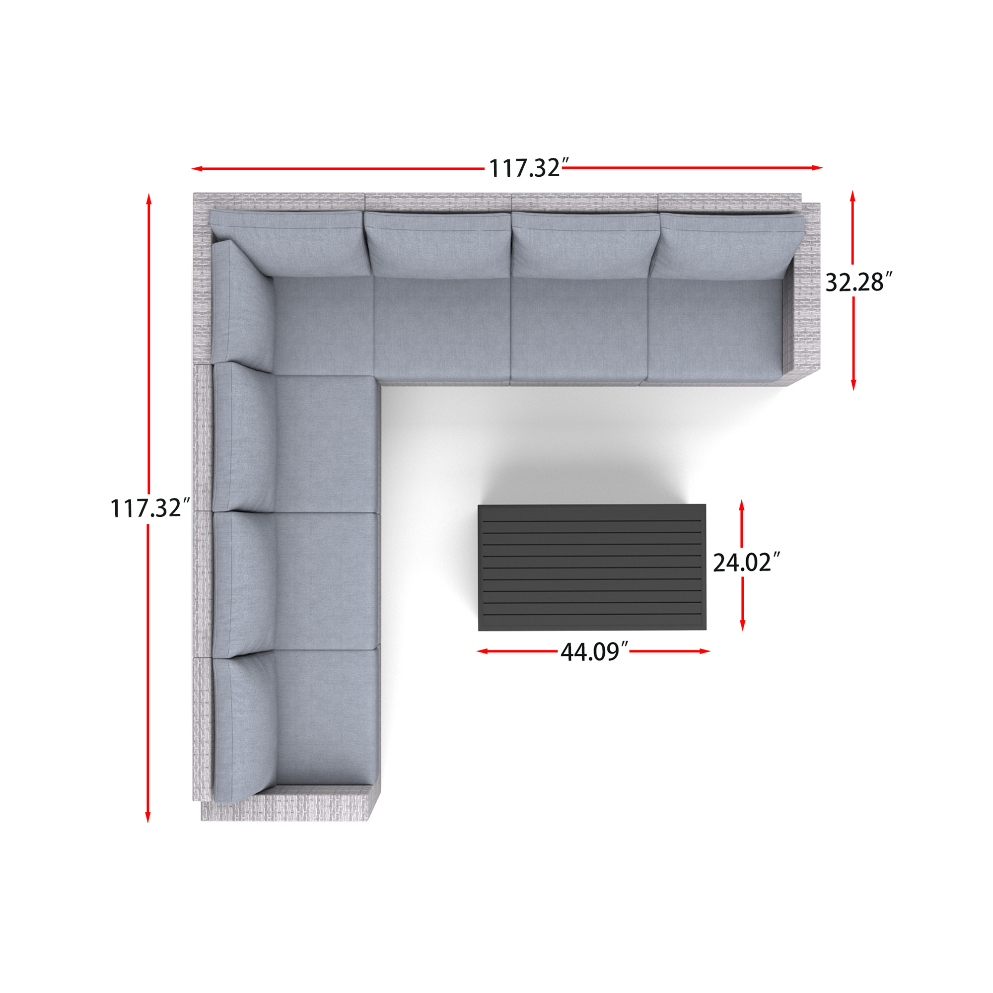 AVALON 8 Piece Wicker Patio Sectional-Baeryon Furniture
