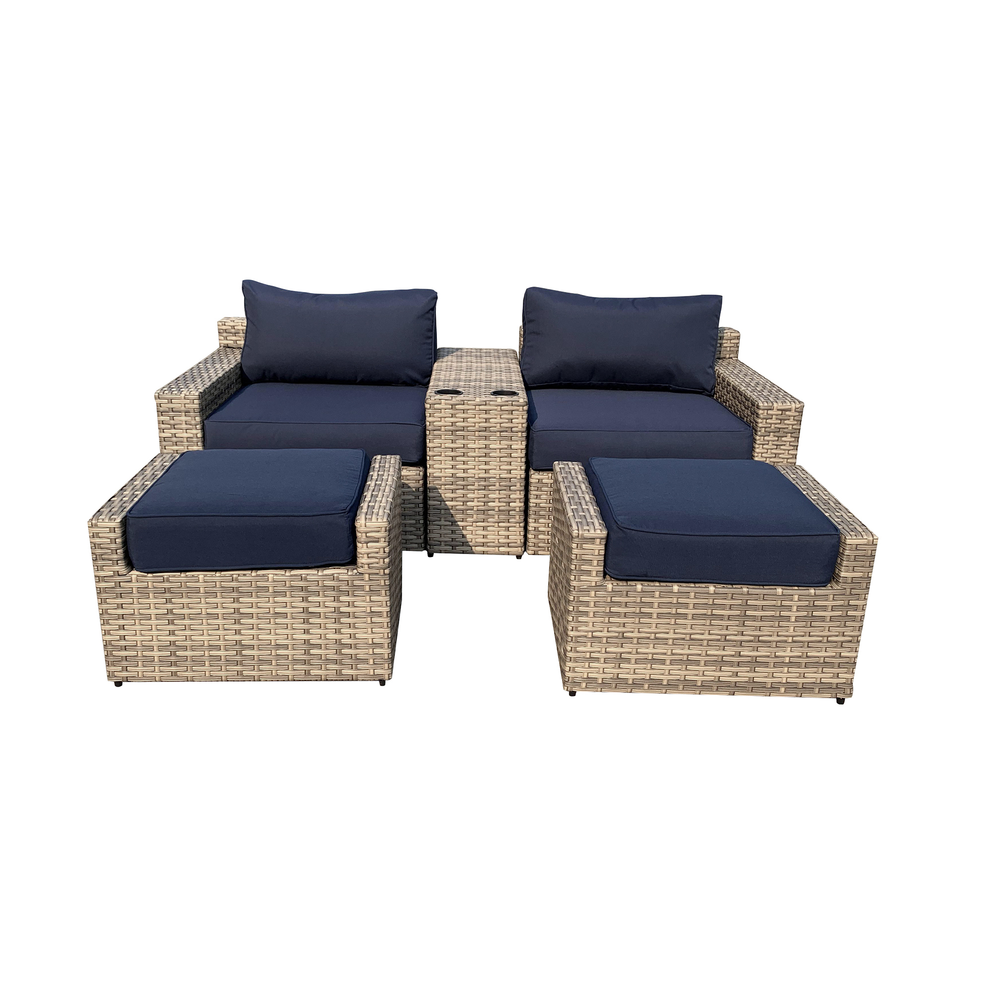 VENTURA 5 Piece Wicker Patio Conversation Set-Baeryon Furniture