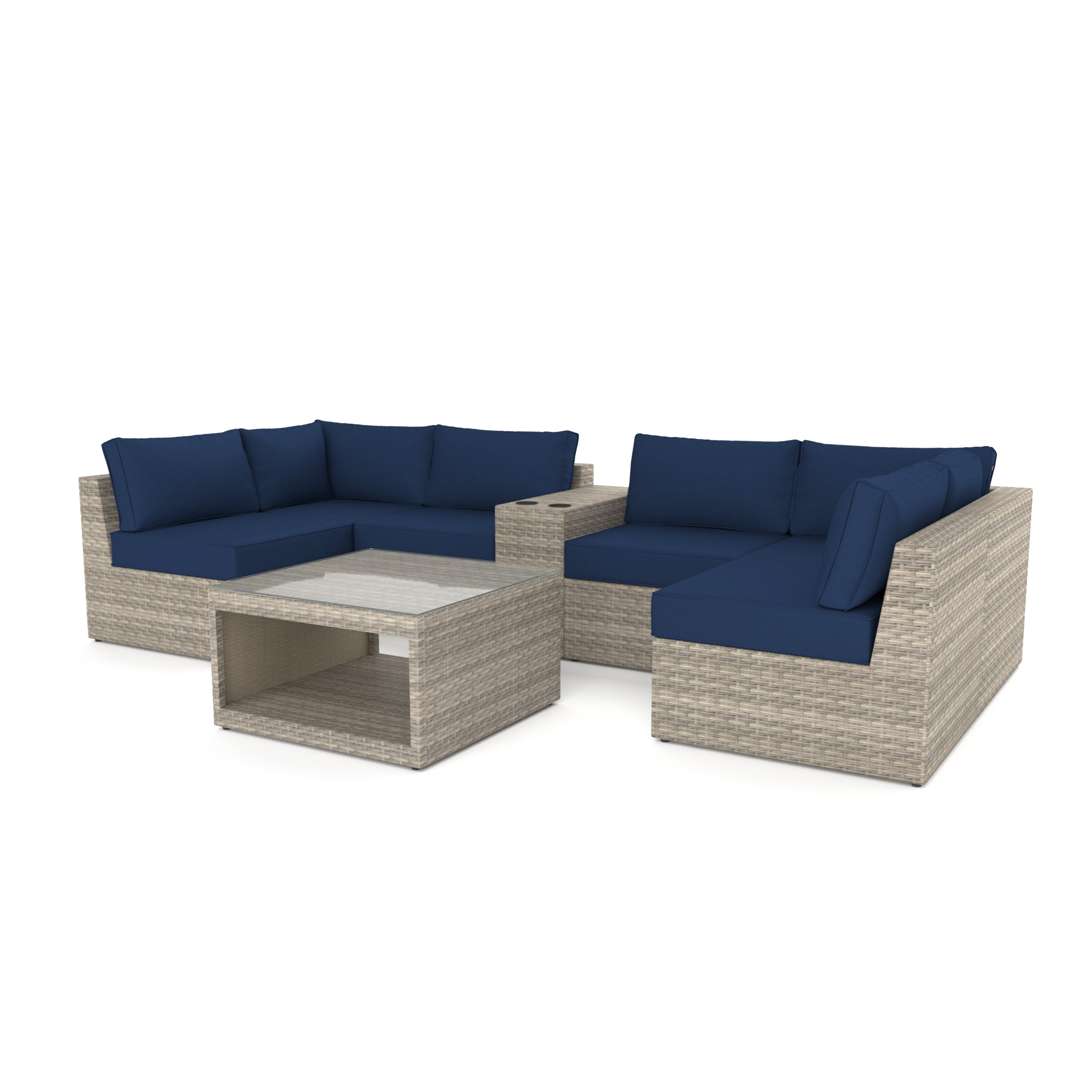 VENTURA 8 Piece U Shape Outdoor Sectional Sofa-Baeryon Furniture