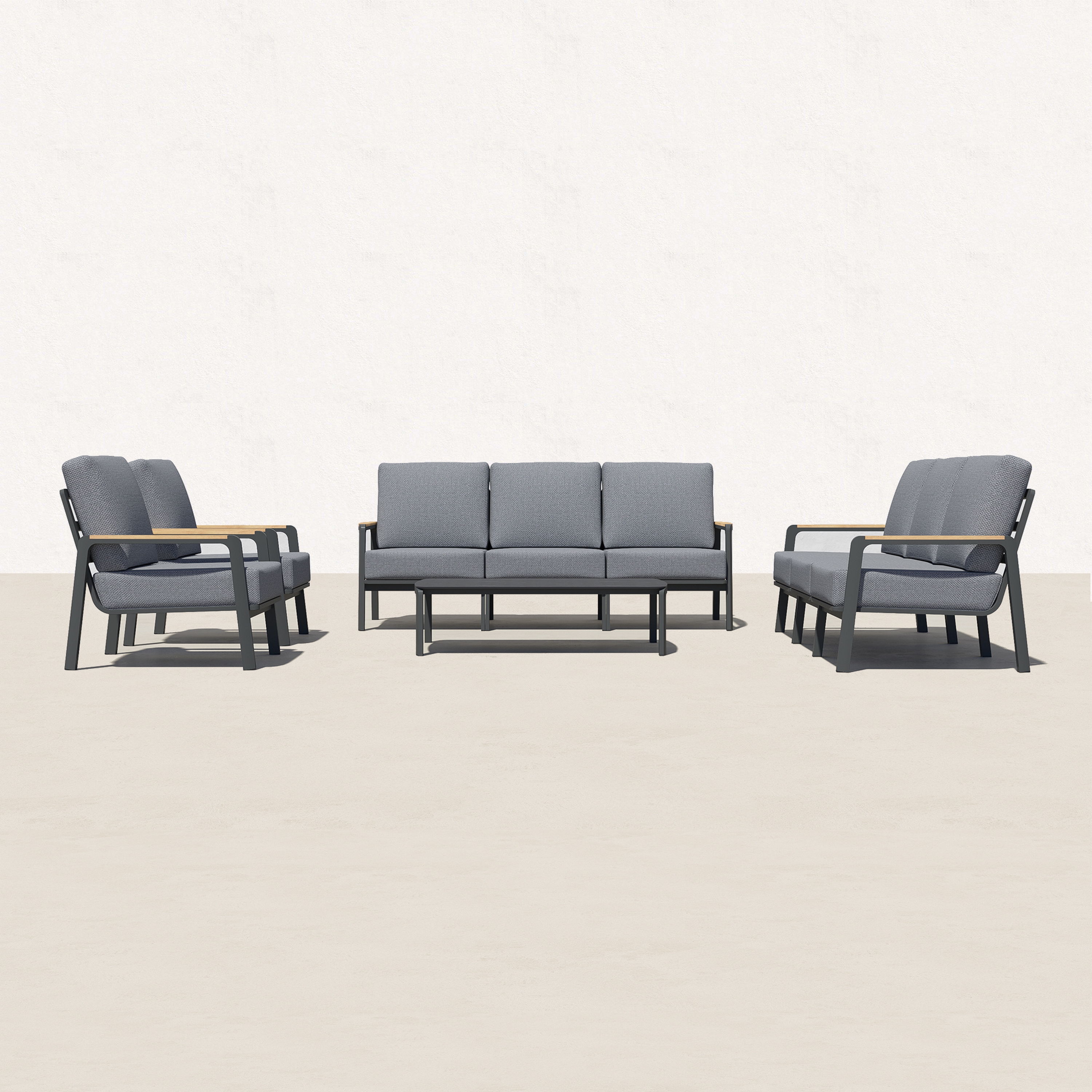 Orion 9 Piece Teak Large Patio Sofa Set - 8 Seat-Baeryon Furniture