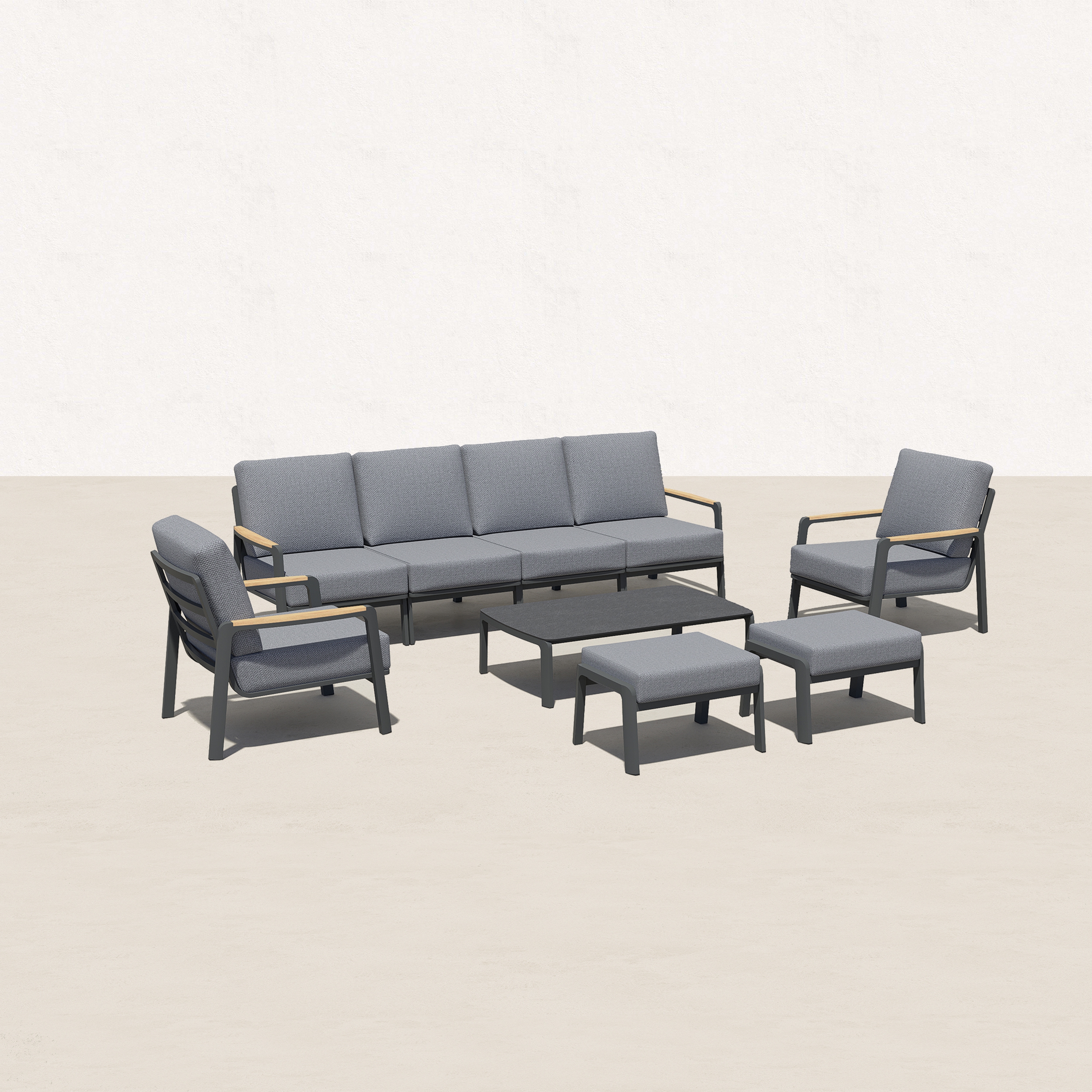 Orion 9 Piece Teak Luxury Patio Sofa Set - 6 Seat-Baeryon Furniture