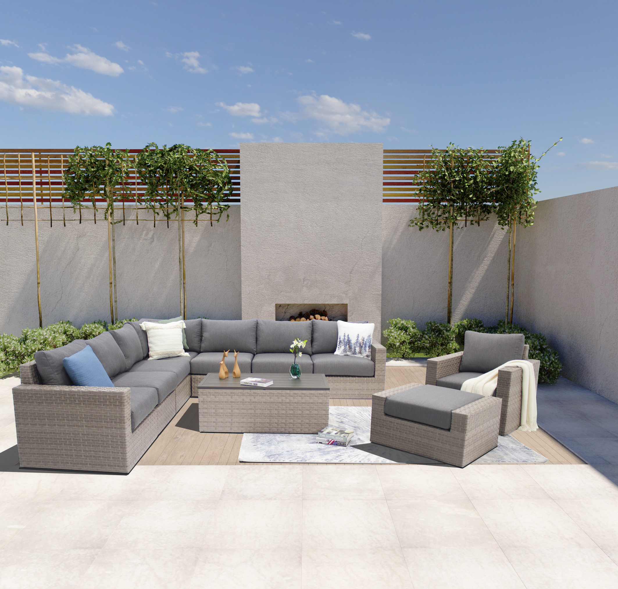 AVALON 10 Piece Wicker Sectional Outdoor Furniture-Baeryon Furniture
