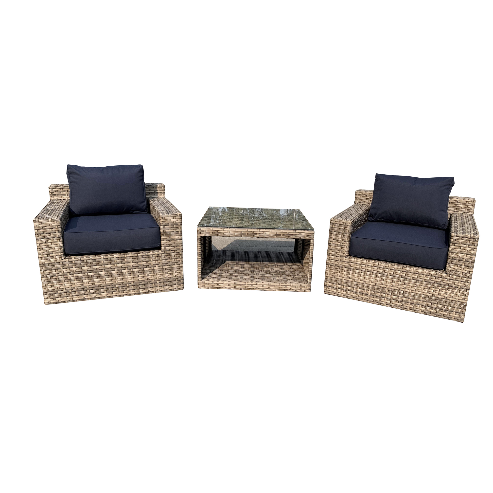 VENTURA 3 Piece Wicker Patio Set-Balcony Set-Baeryon Furniture