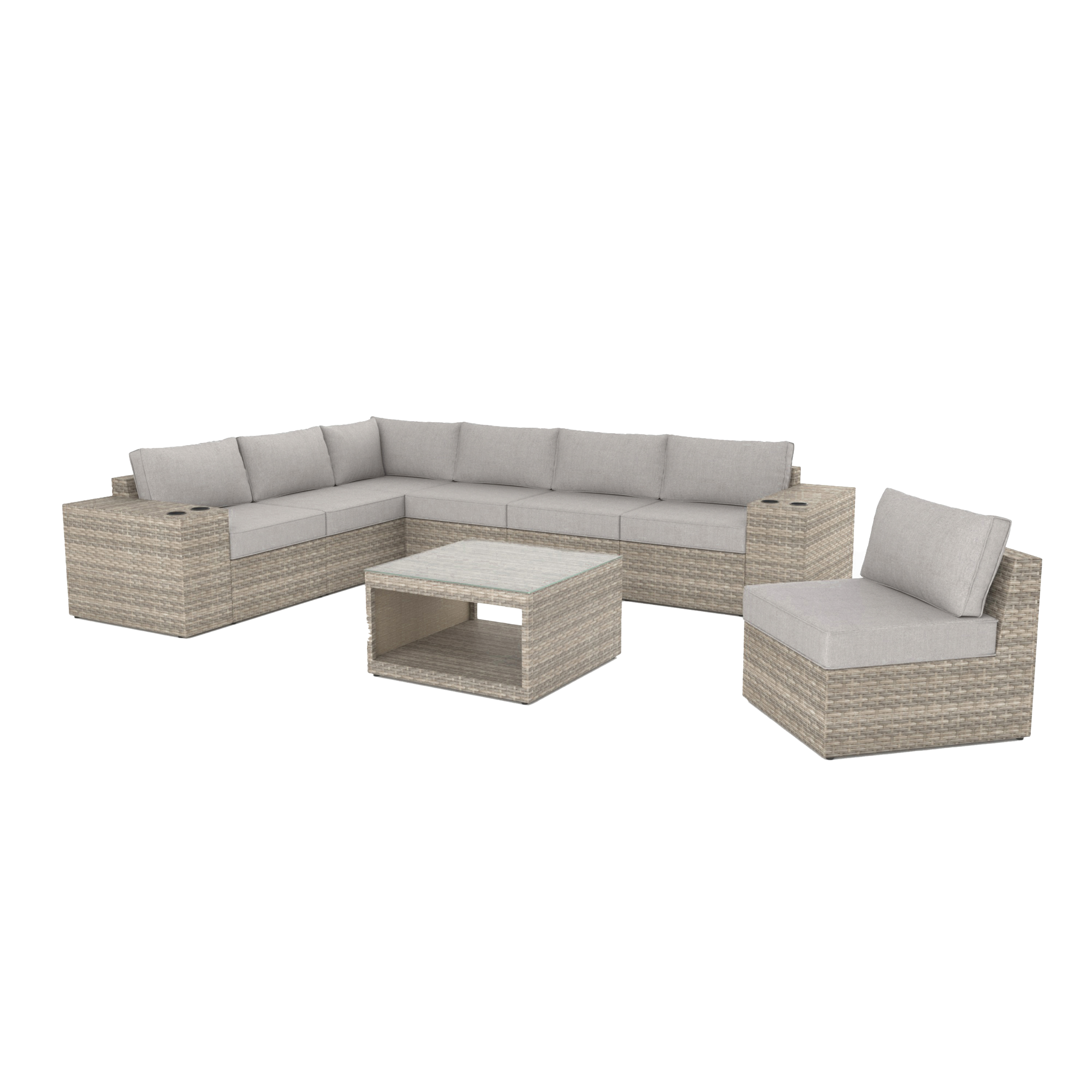 VENTURA 10 Piece Multiple Wicker Outdoor Sectional Furniture-Baeryon Furniture