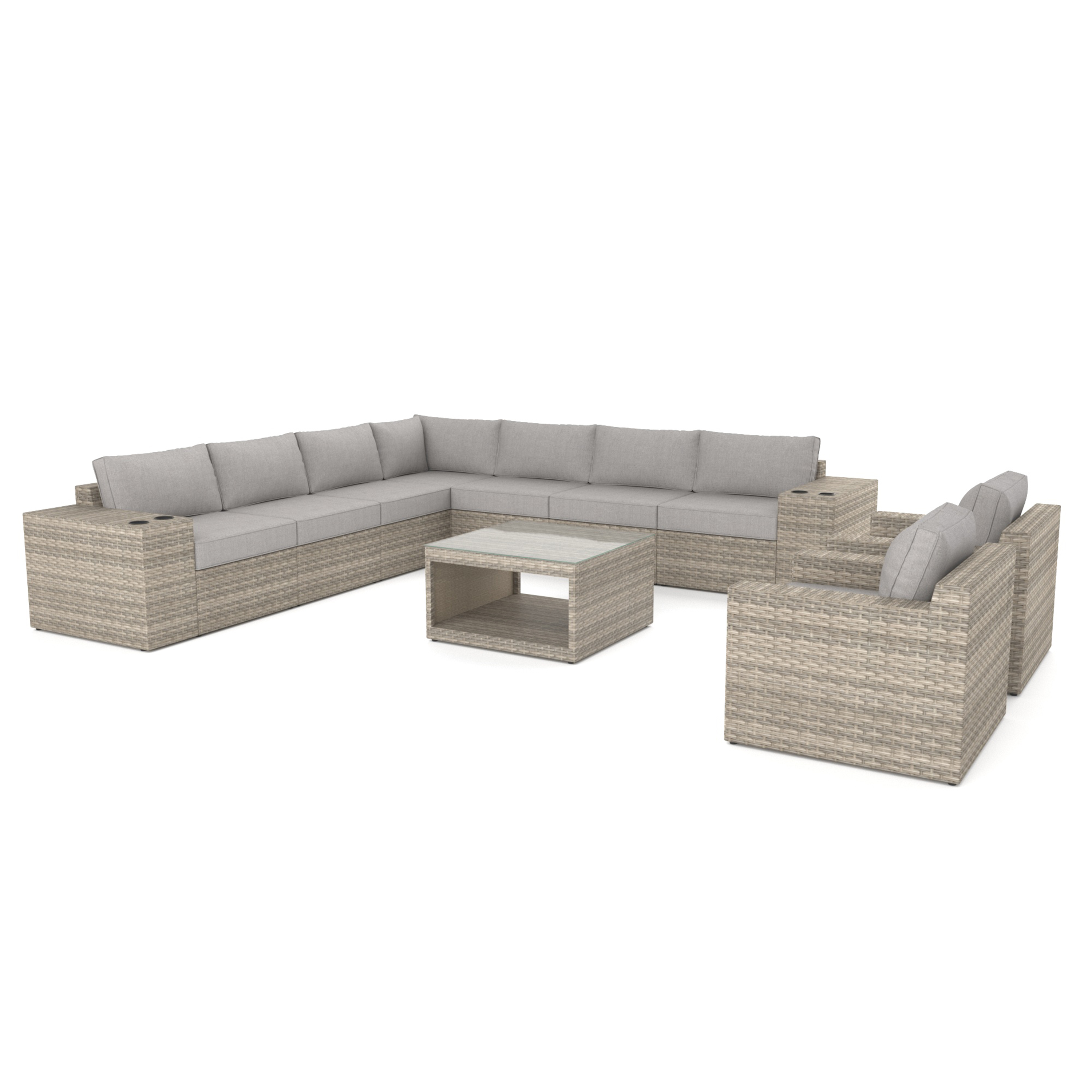 VENTURA 12 Piece Luxury L Shape Sectional Patio Sofa-Baeryon Furniture