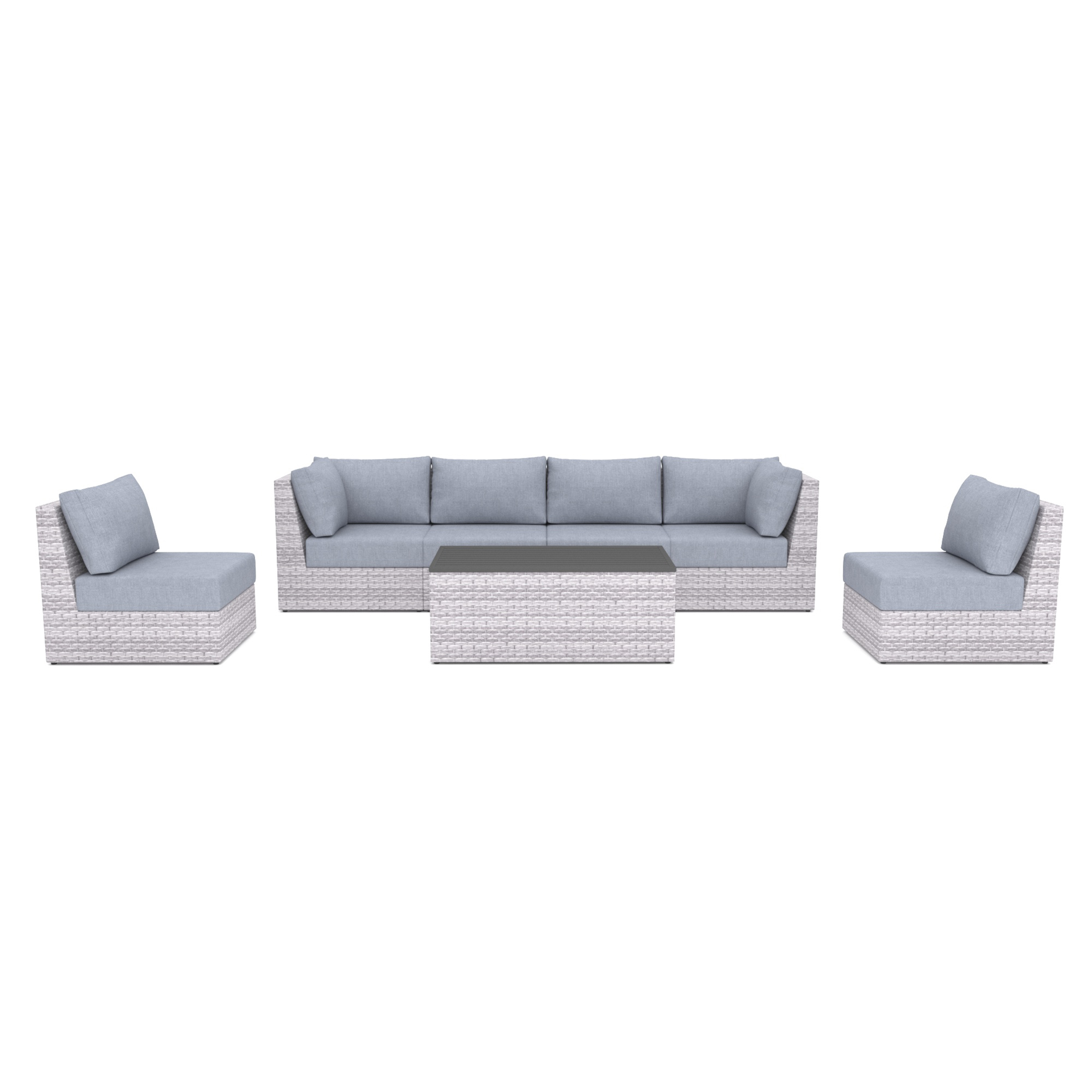 AVALON 7 Piece Outdoor Sofa With Armless Chairs-Baeryon Furniture