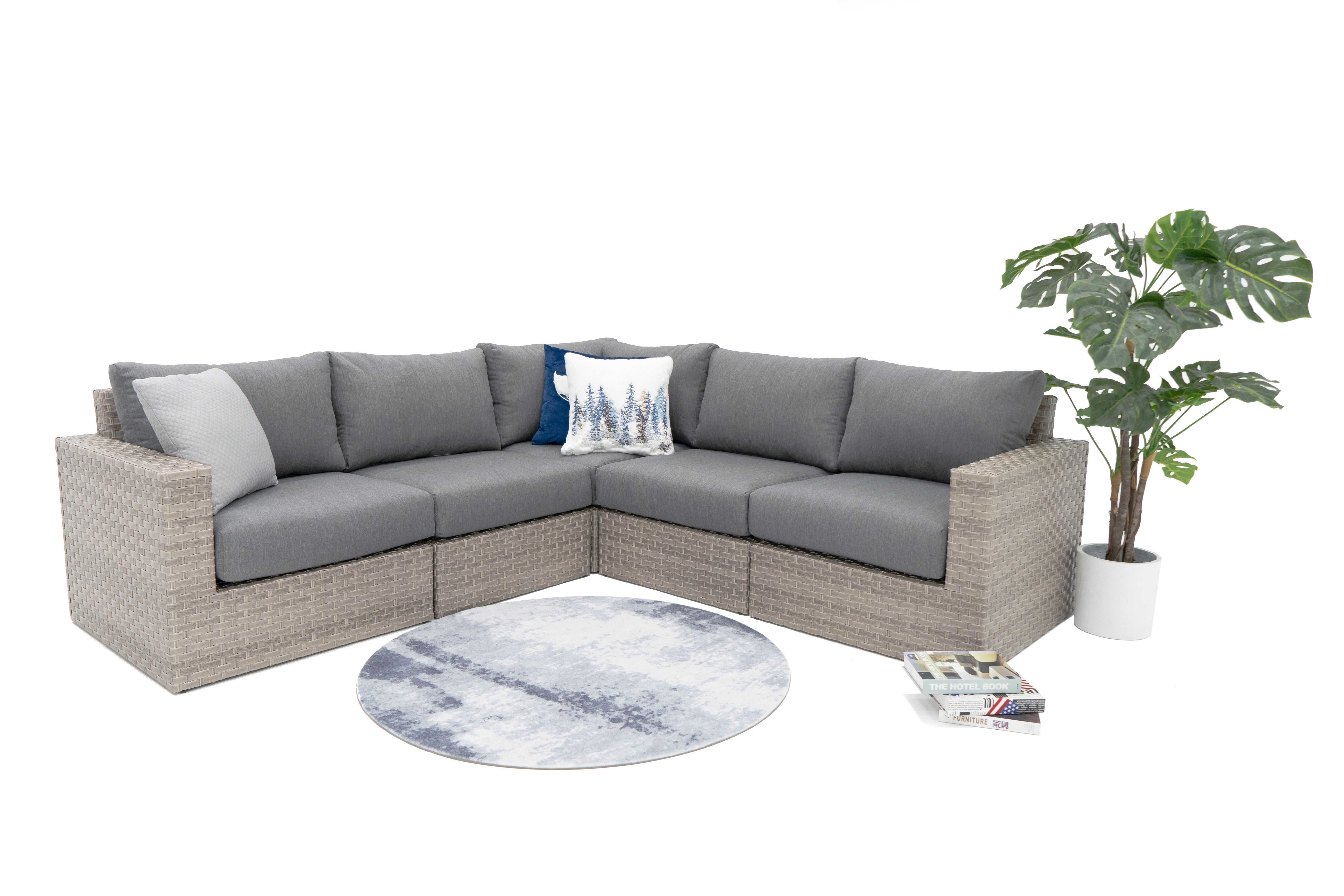 AVALON 5 Piece Wicker Corner Sofa Set-Baeryon Furniture