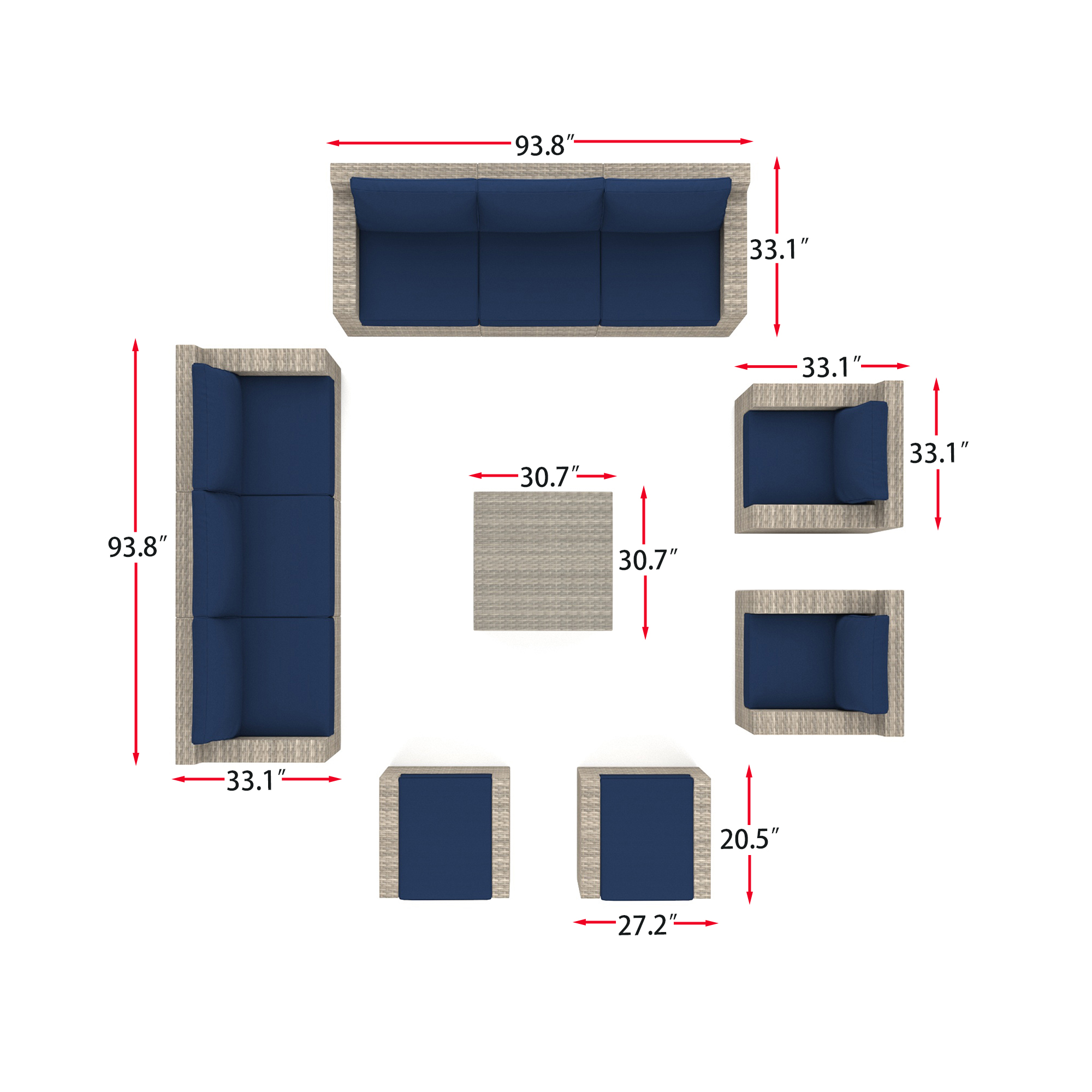 VENTURA 11 Piece Wicker Conversation Set-Baeryon Furniture