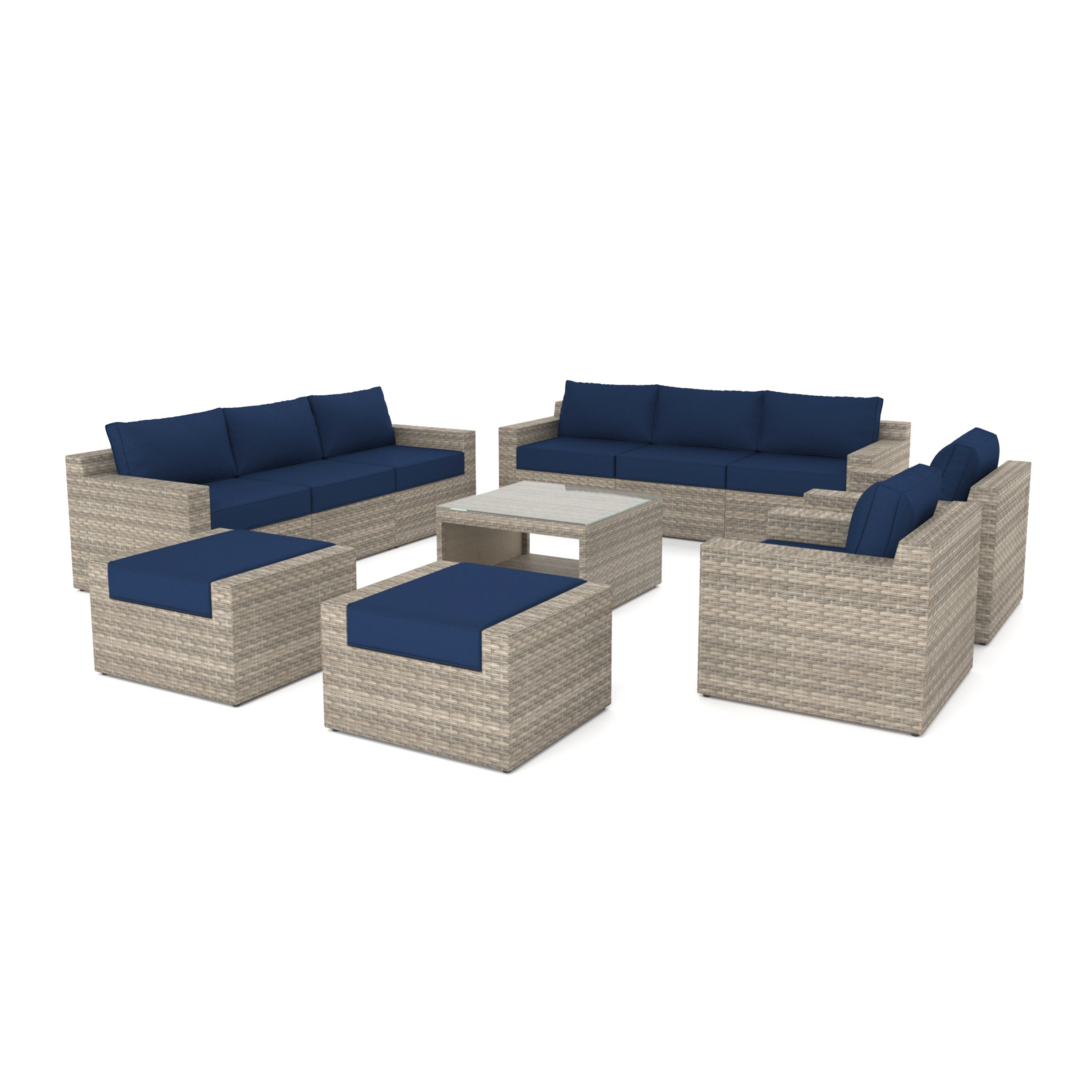 VENTURA 11 Piece Wicker Conversation Set-Baeryon Furniture