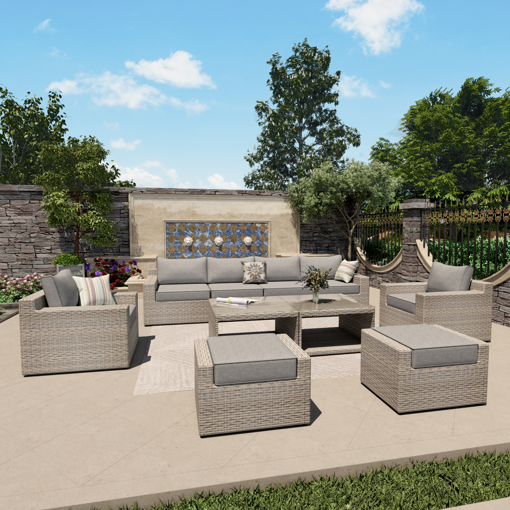 VENTURA 10 Piece Wicker Outdoor Patio Set-Baeryon Furniture