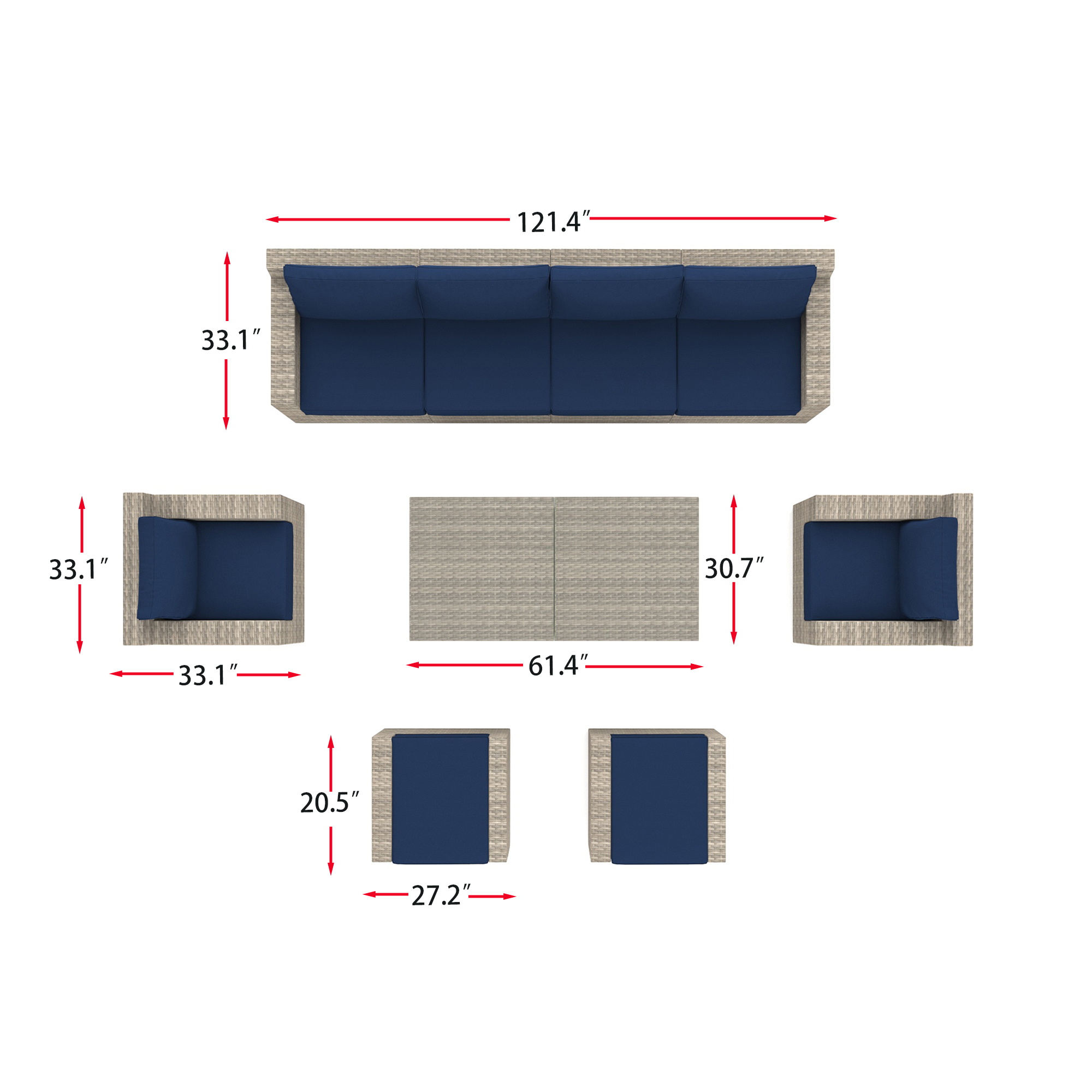 VENTURA 10 Piece Wicker Outdoor Patio Set-Baeryon Furniture