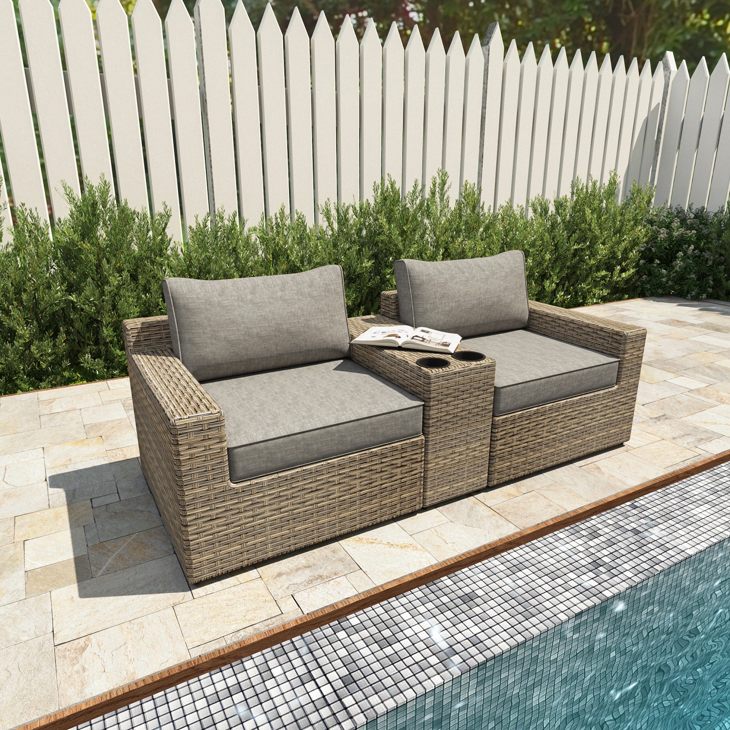 VENTURA 3 Piece Wicker Chairs & Side Table Set-Baeryon Furniture