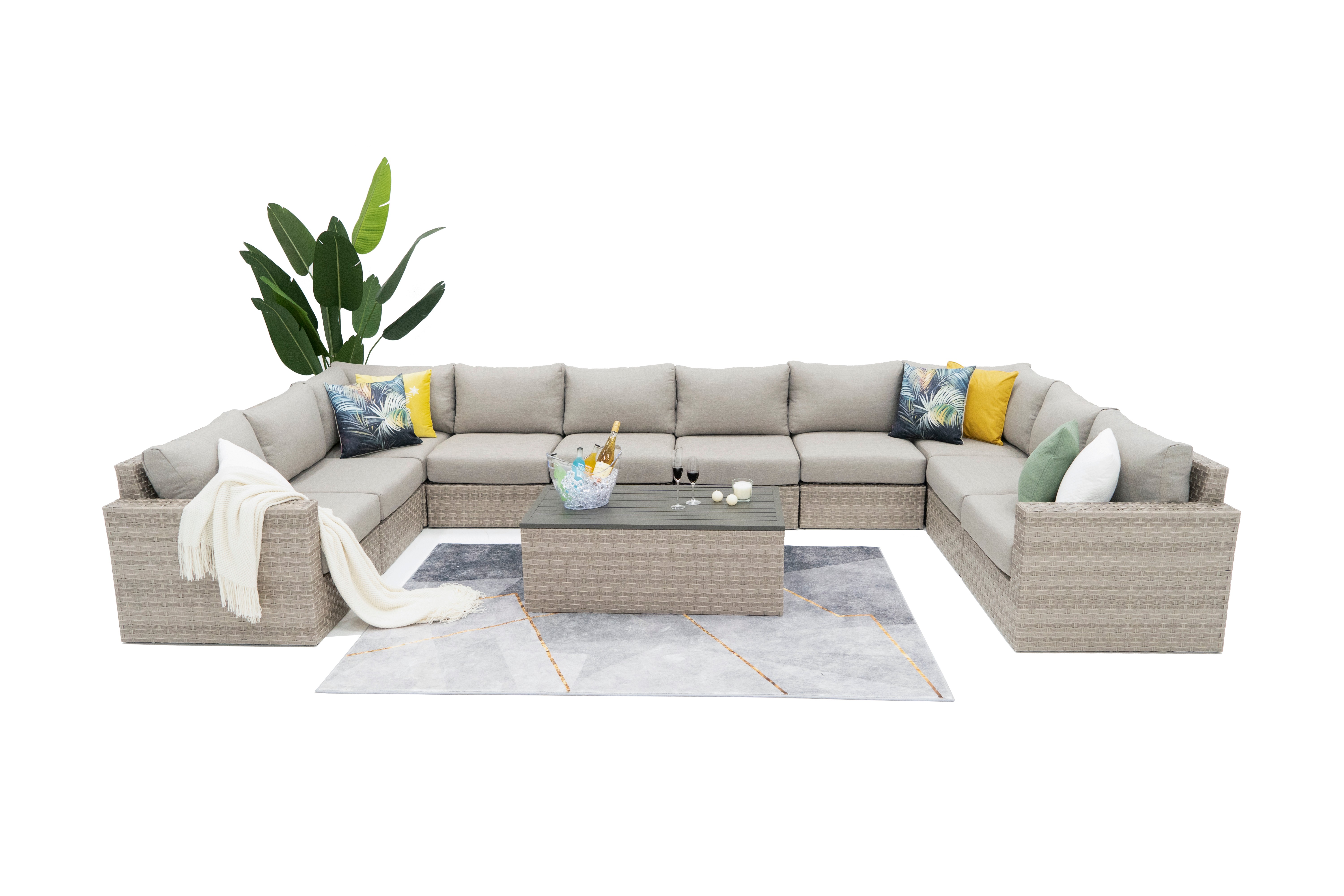 AVALON 11 Piece Wicker Outdoor U Sectional-Baeryon Furniture