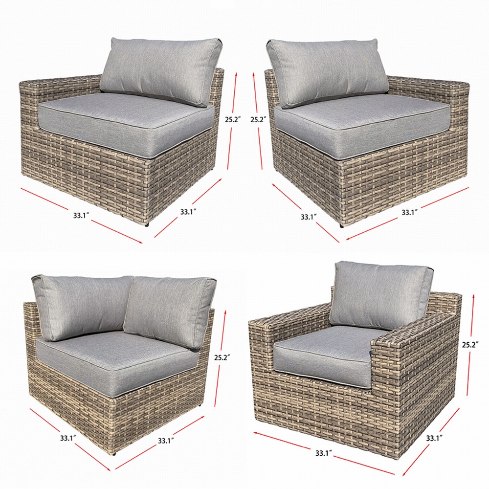 VENTURA 12 Piece Luxury L Shape Sectional Patio Sofa-Baeryon Furniture