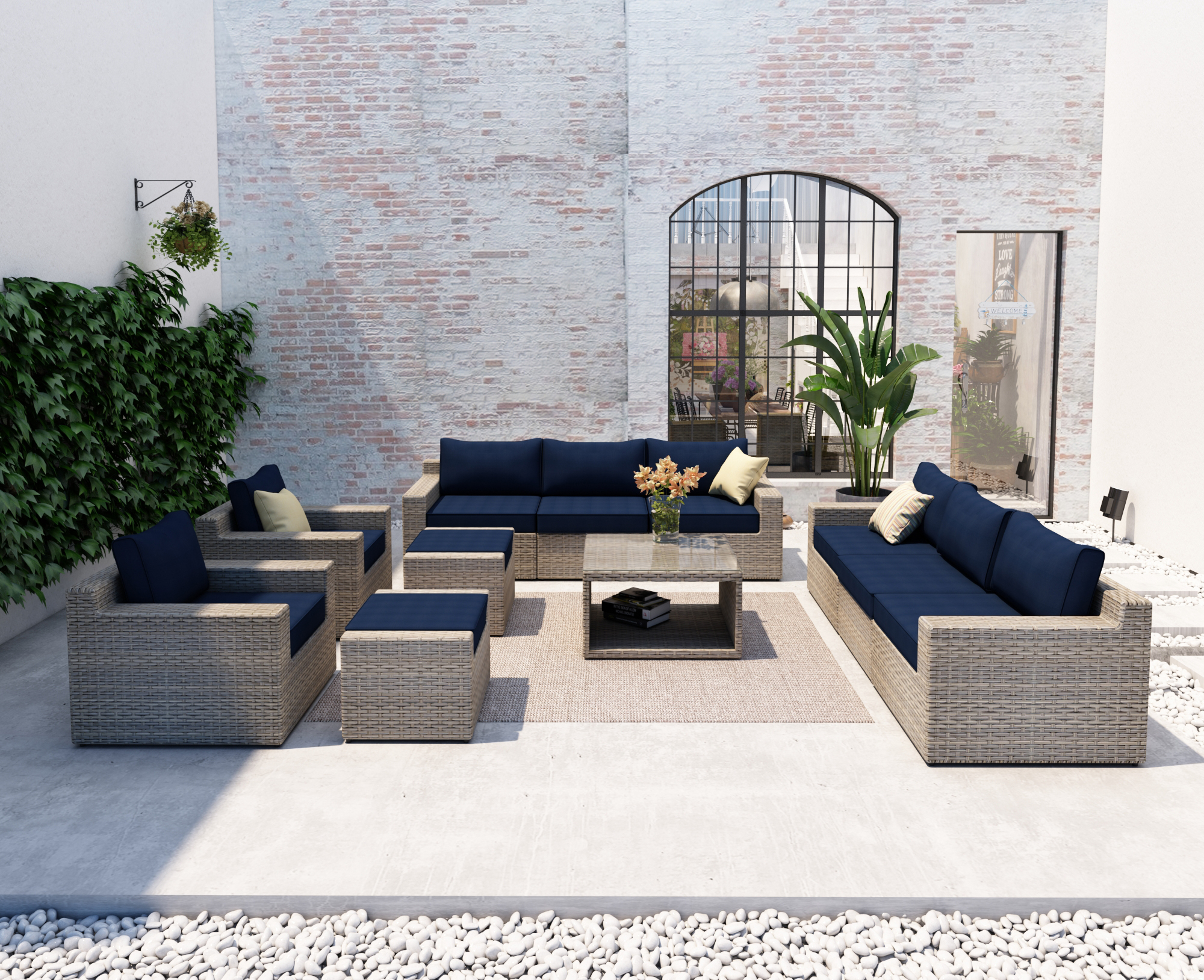 VENTURA 11 Piece Wicker Conversation Set-Baeryon Furniture