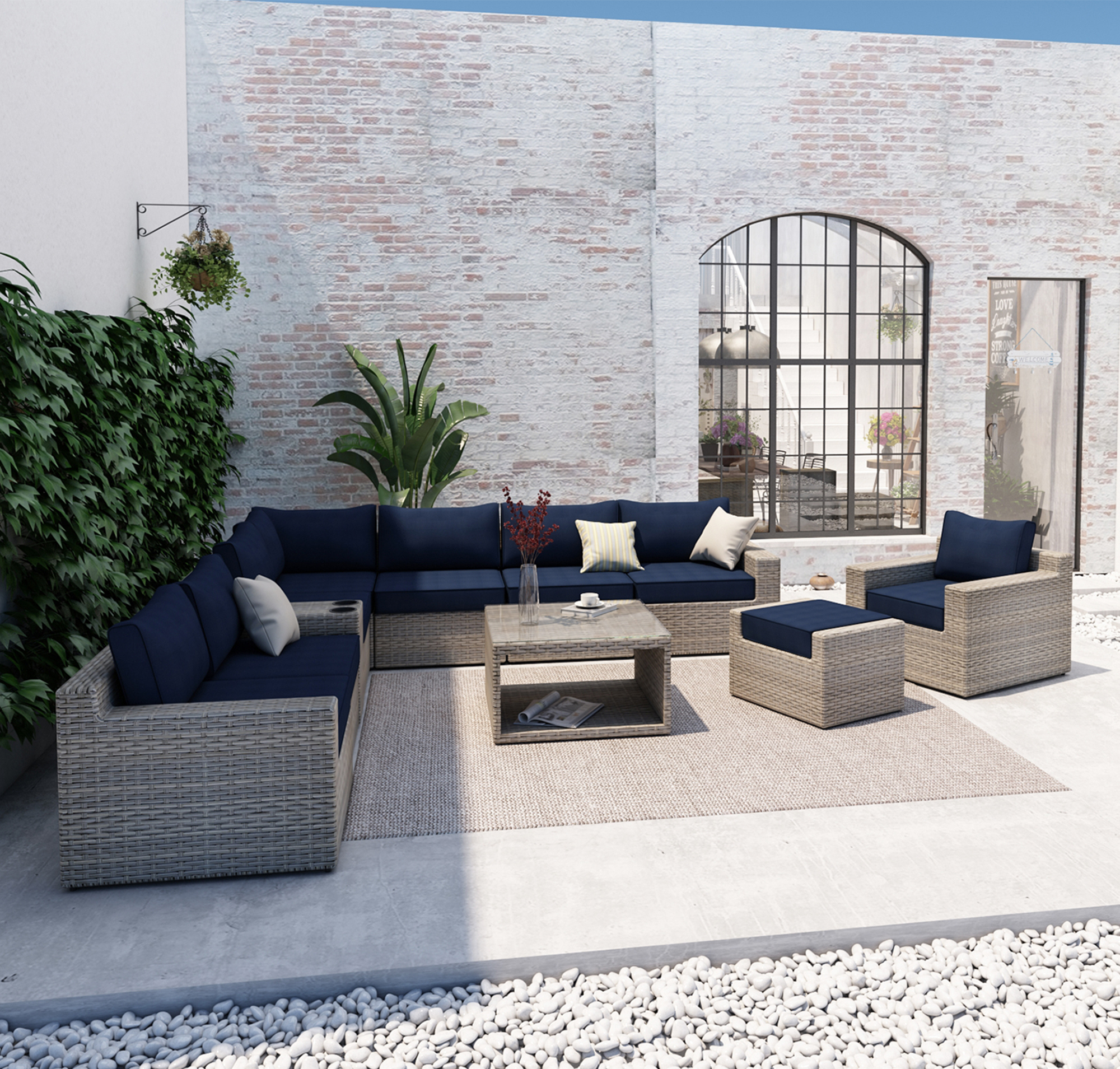VENTURA 11 Piece Navy Outdoor Sectional-Baeryon Furniture