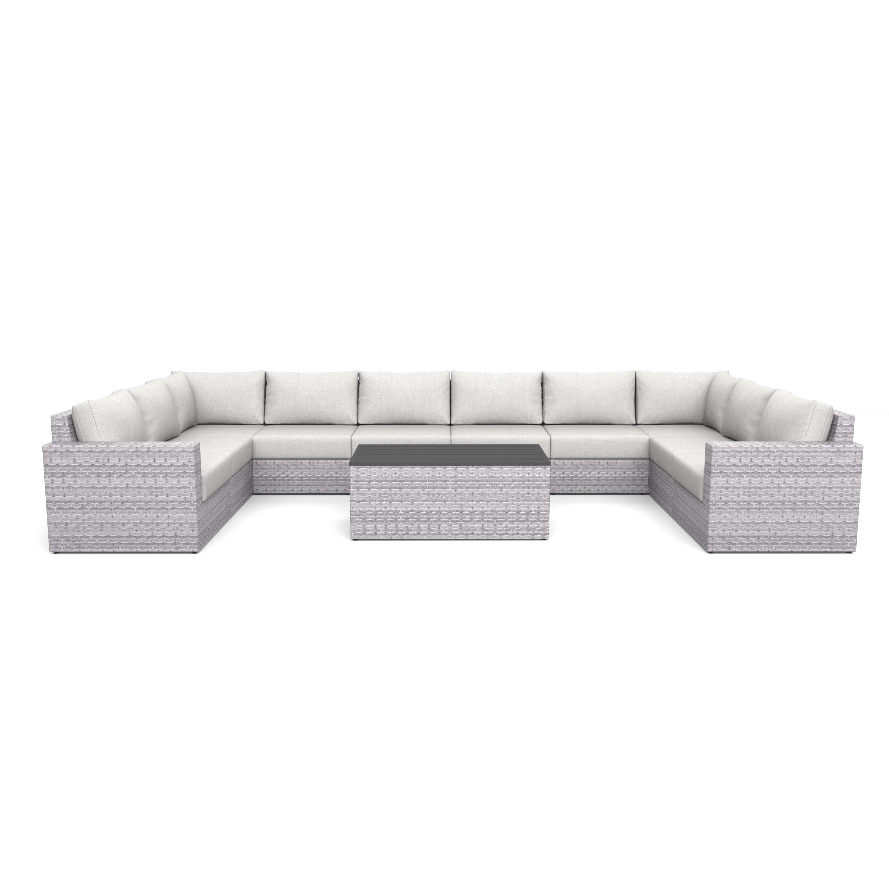 AVALON 11 Piece Wicker Outdoor U Sectional-Baeryon Furniture
