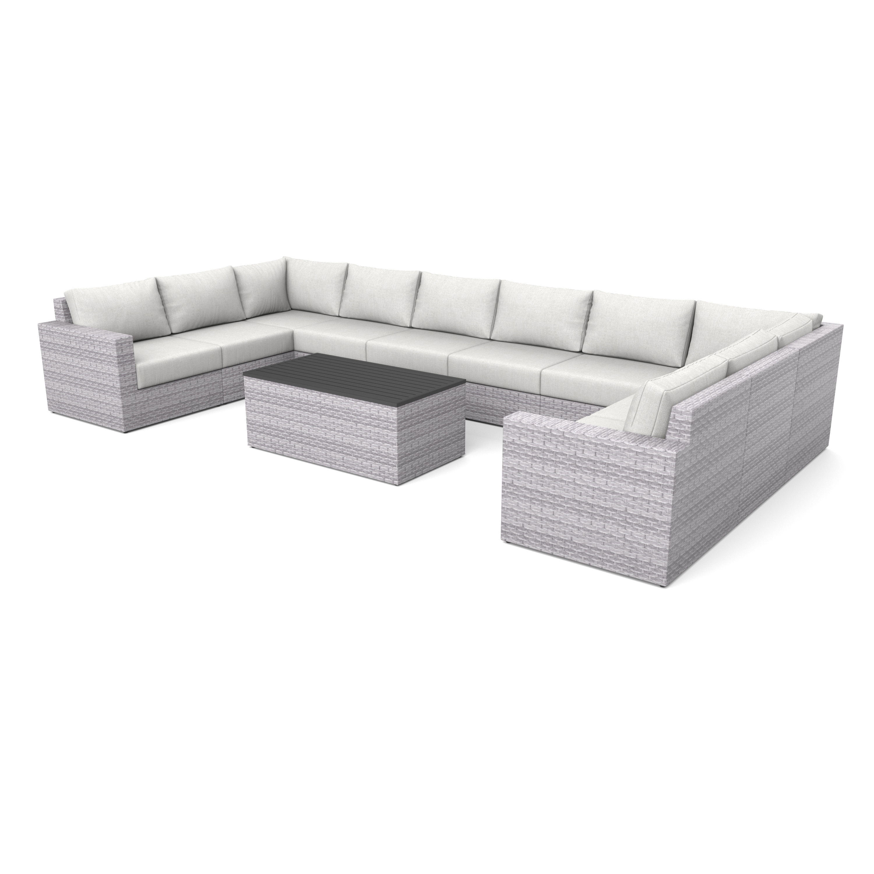 AVALON 11 Piece Wicker Outdoor U Sectional-Baeryon Furniture