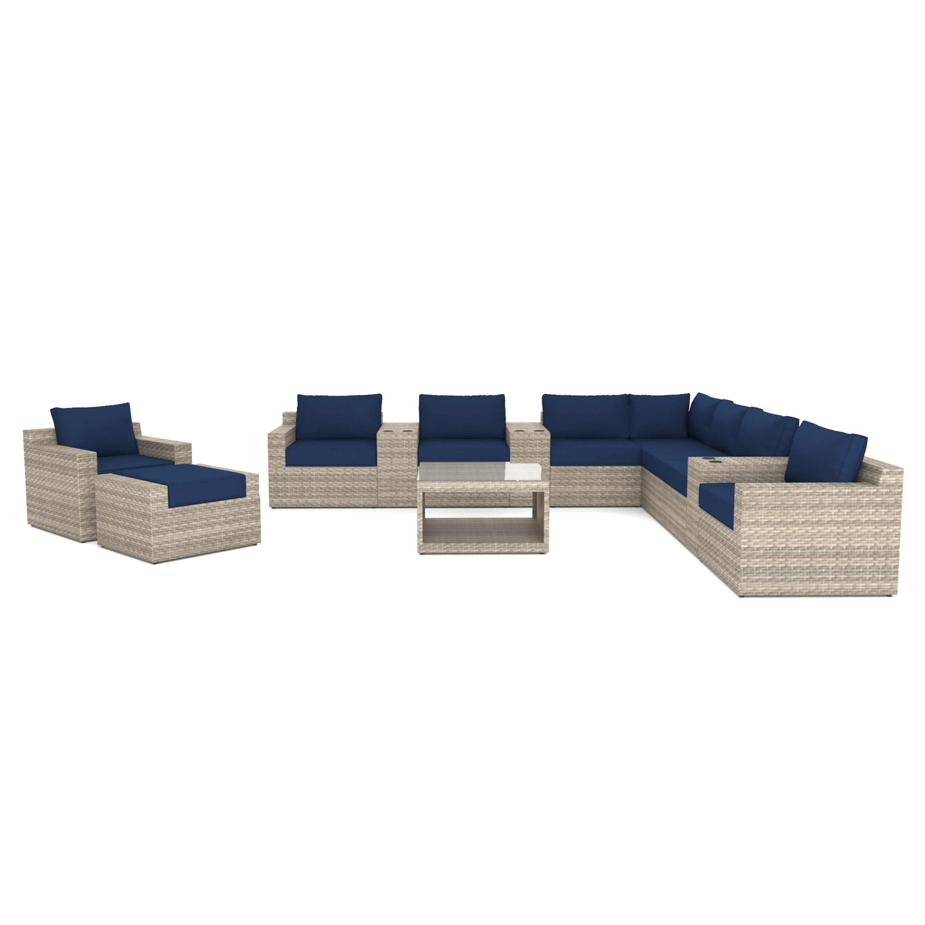 VENTURA 13 Piece Luxury Large Wicker Patio Sectional-Baeryon Furniture