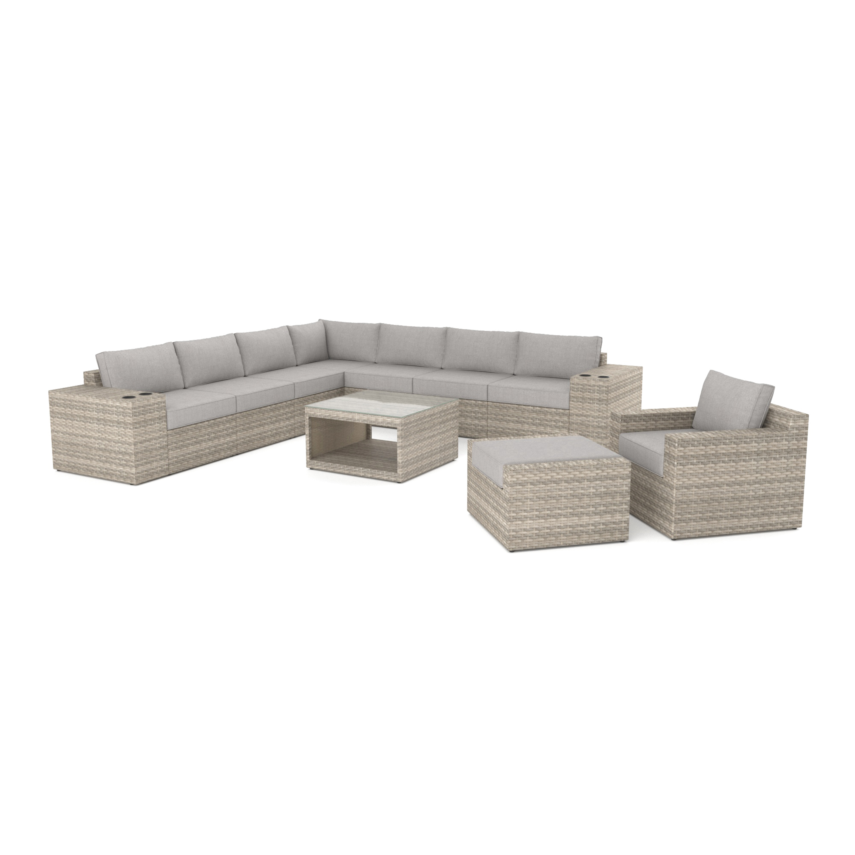 VENTURA 12 Piece Outdoor Sectional Sofa with Side Table-Baeryon Furniture