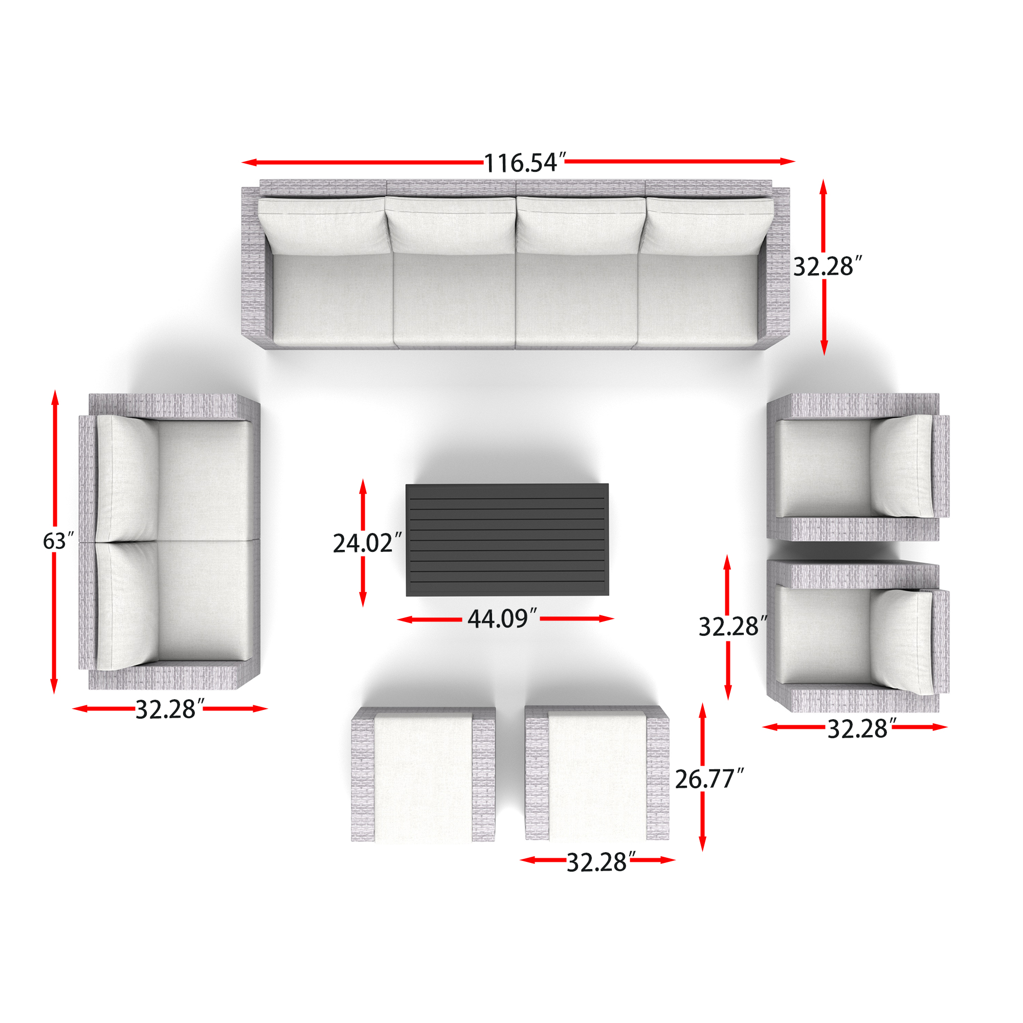 AVALON 11 Piece Wicker Outdoor Couch-Baeryon Furniture