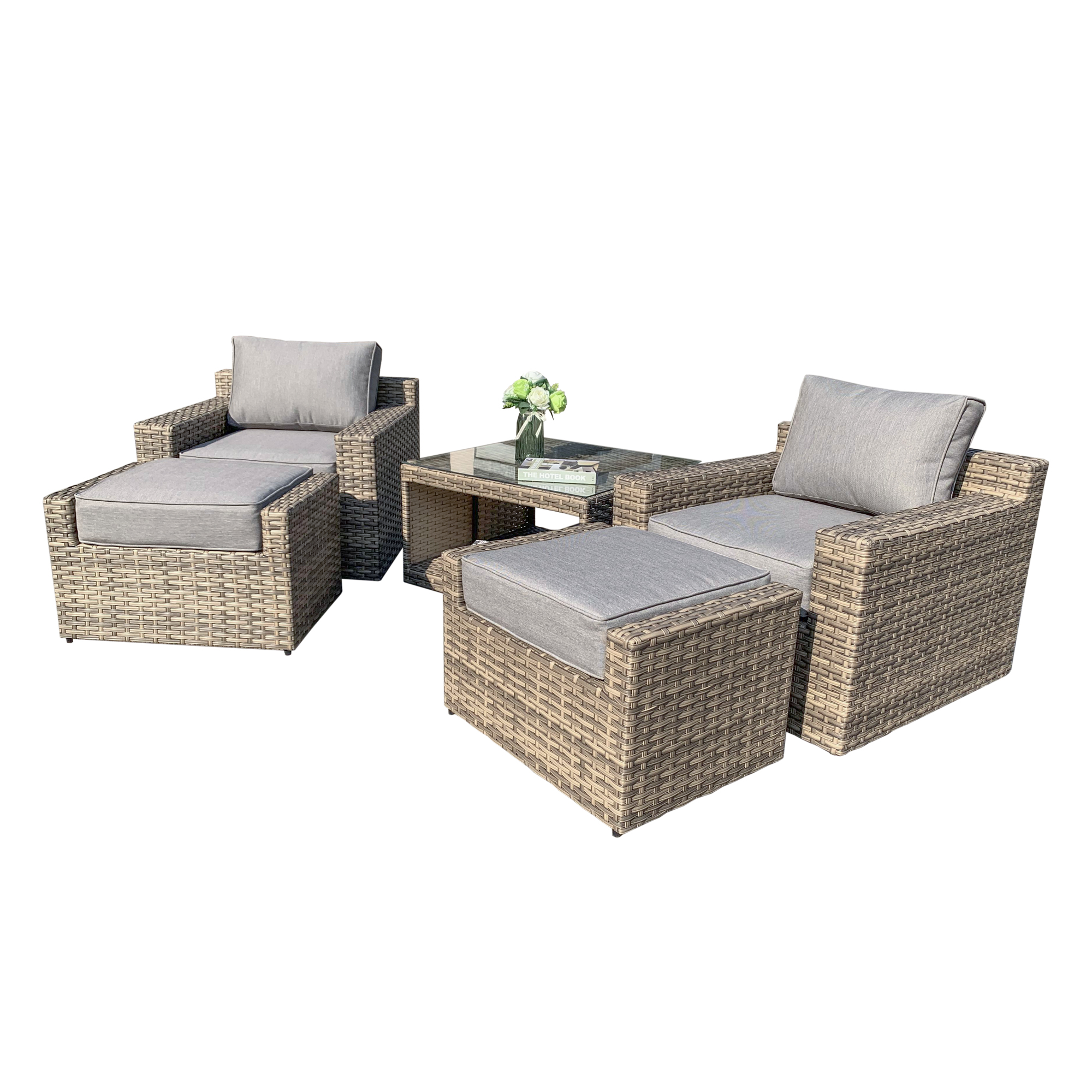 VENTURA 5 Piece Wicker Patio Set-Baeryon Furniture