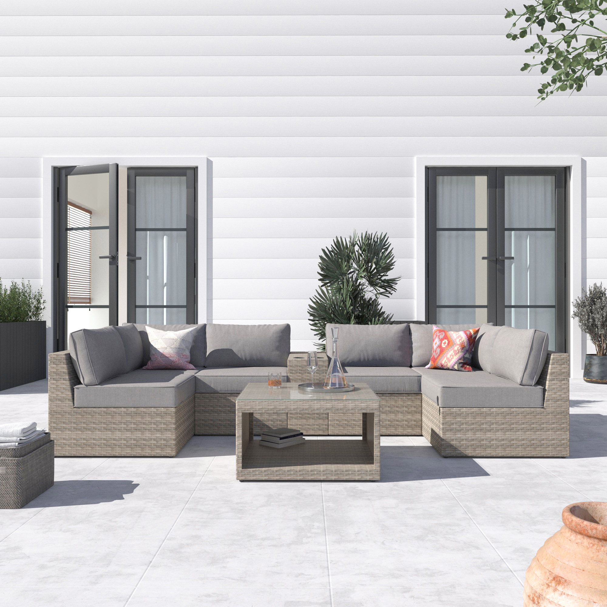 VENTURA 8 Piece U Shape Outdoor Sectional Sofa-Baeryon Furniture
