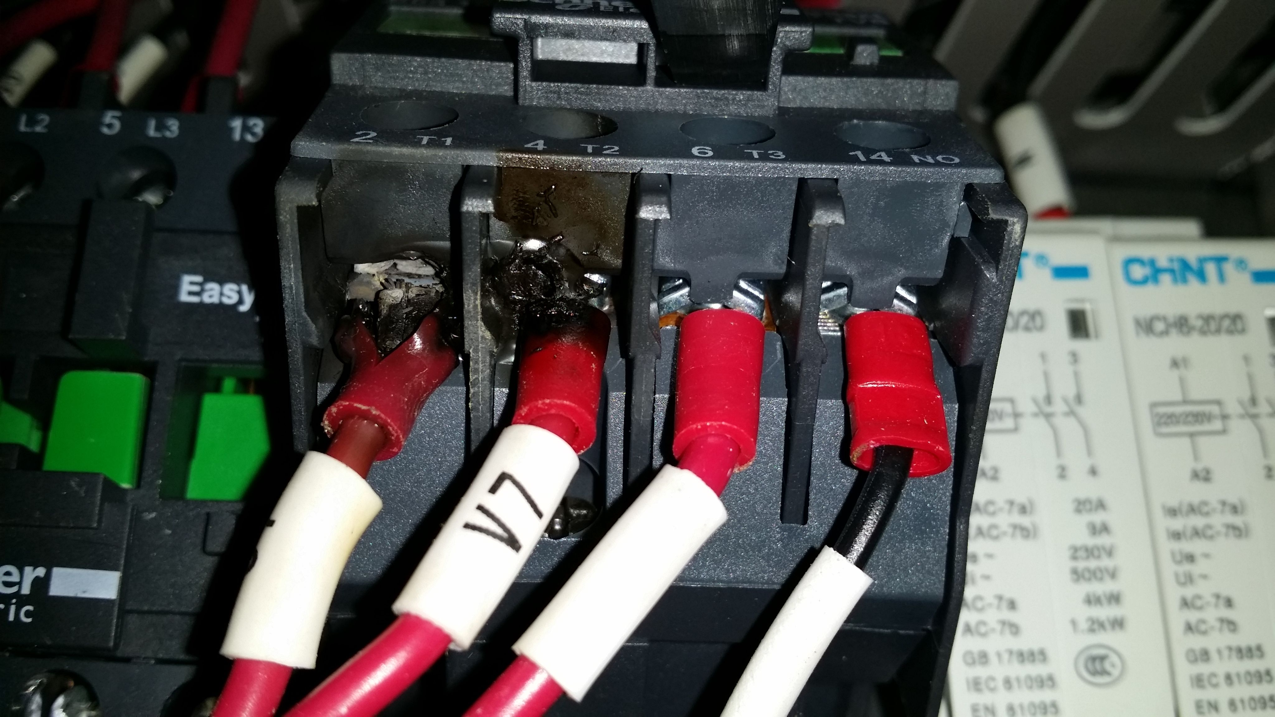 What is the reason why the 380 AC contactor burns into the line end po
