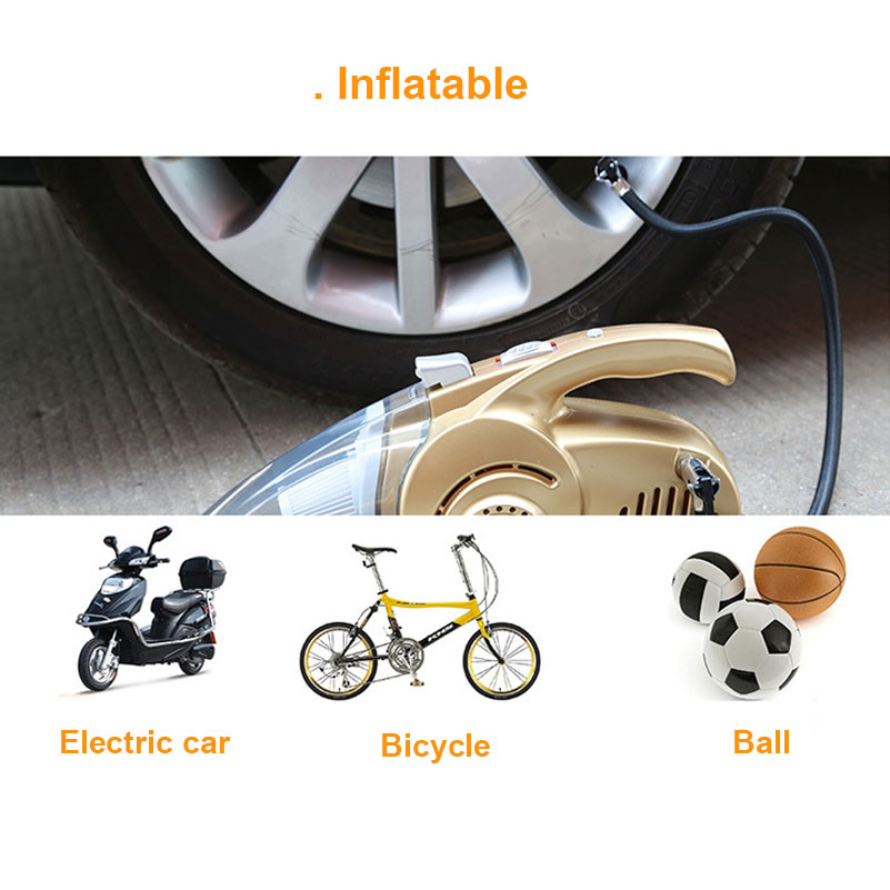 GRIKEY 4 in 1 Vacuum Cleaner Tire Inflator Pump Car Powerful Handheld Vacuum Cleaner 12V Pressure Measurement with LED Lights-grikey