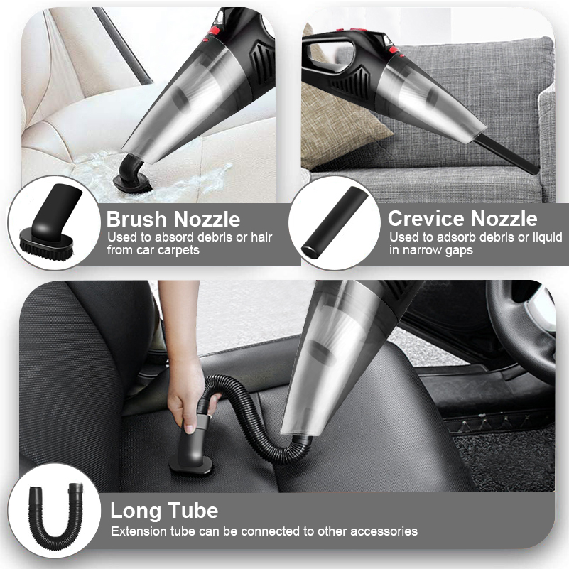 Handheld Vacuum Cleaner Cordless Rechargeable 10000Pa Strong Suction Portable Car Vacuum Cleaner w/ LED Light for Auto Office-grikey