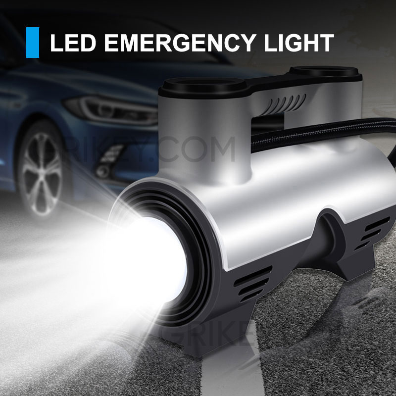 Tire Inflator Portable Air Compressor 12V DC Air Pump Tire Pump with Pressure Gauge LED Light for Car Tires Motorcycles Bike-grikey