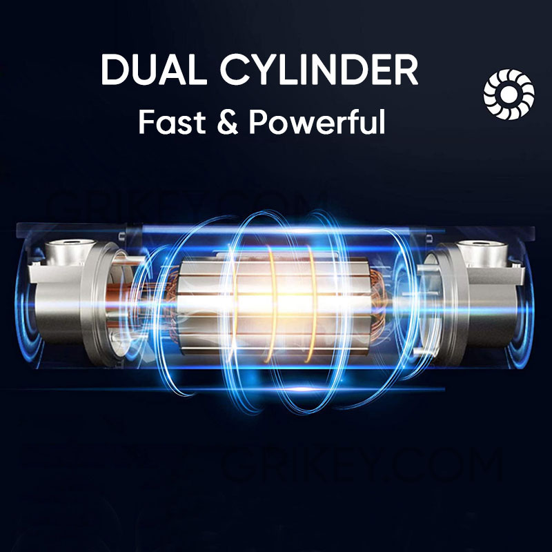 Portable Air Compressor Pump Tire Inflator 150PSI Heavy Duty Dual Cylinder with Digital Pressure Gauge for Car SUV Trucks RV-grikey