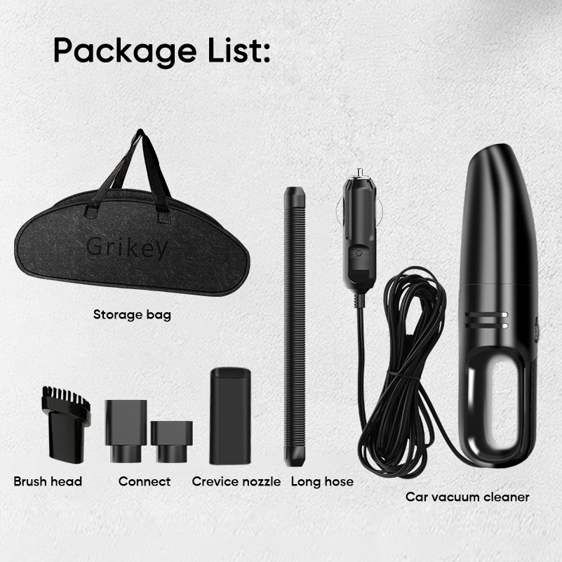 Portable Car Vacuum Cleaner 12V DC Corded Handheld Vaccum Cleaner Auto Accessories Kit for Detailing & Cleaning Car Interior-grikey
