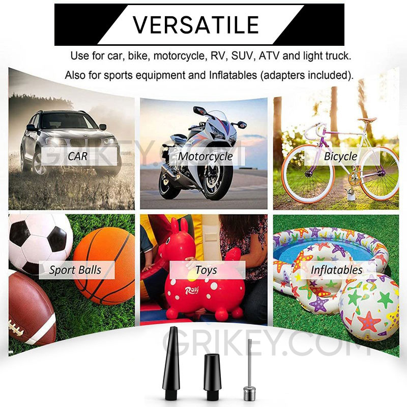 Portable Air Compressor Pump Tire Inflator 150PSI Heavy Duty Dual Cylinder with Digital Pressure Gauge for Car SUV Trucks RV-grikey