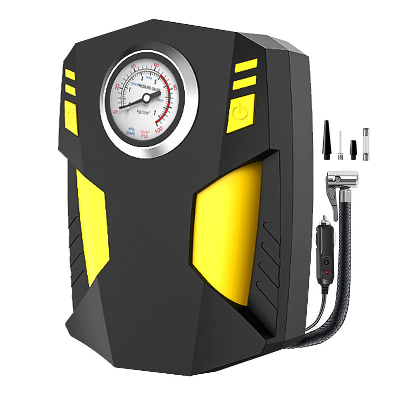 Tire Inflator Air Compressor with Pressure Gauge LED Light 12V DC Portable Electric Air Pump Tyre Inflator for Car Tires 