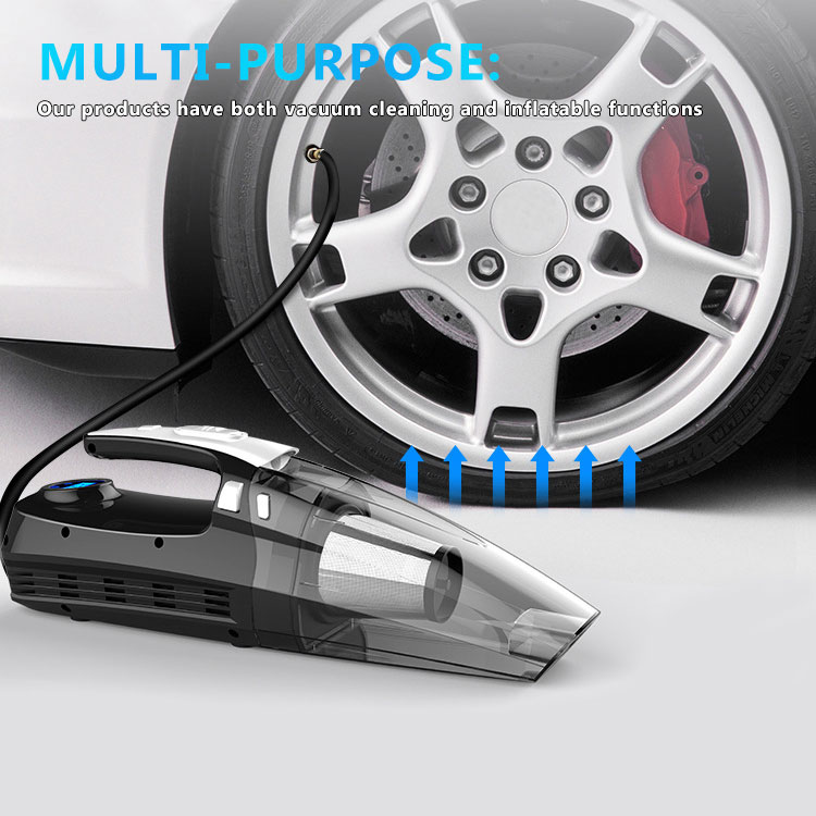 4 In 1 Multifunction Car Vacuum Cleaner with Tire Pressure Gauge and Car Inflator 120W Powerful Suction Wet and Dry-grikey