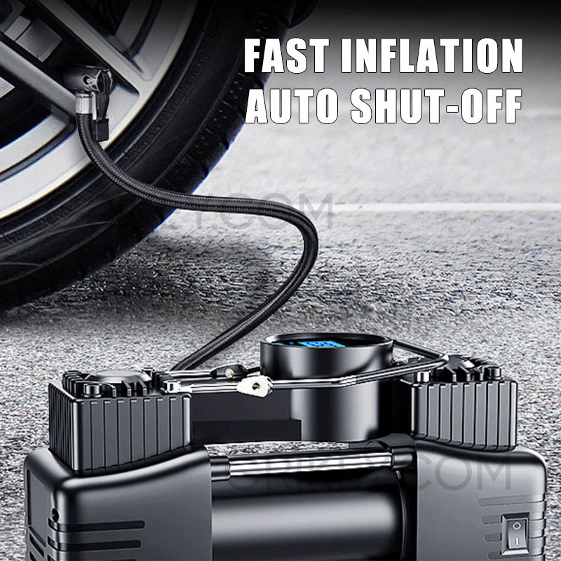 Portable Air Compressor Pump Tire Inflator 150PSI Heavy Duty Dual Cylinder with Digital Pressure Gauge for Car SUV Trucks RV-grikey